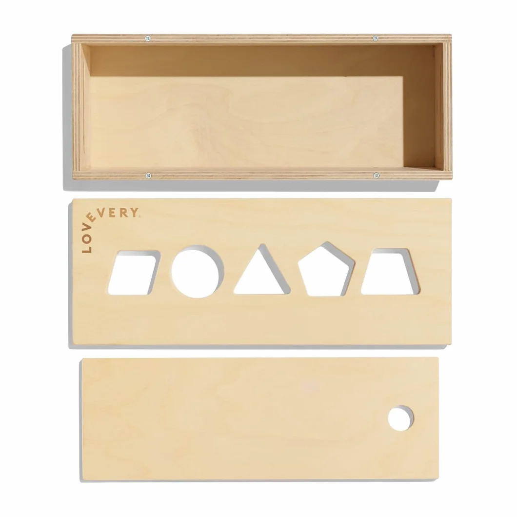 Lovevery Boîte de Cubes en Bois Massif, Blocs Construction Enfants, 18 Formes, Jouets Éducatif STEM