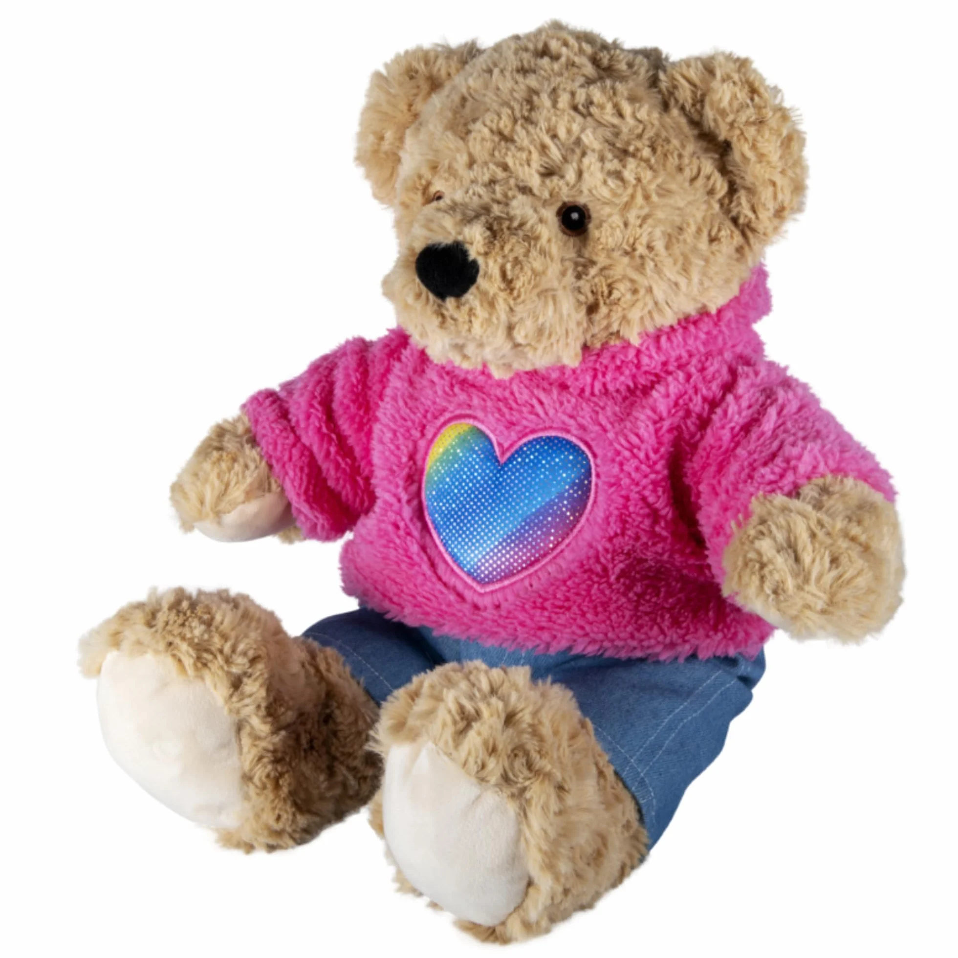 Sweat à capuche cœur en fourrure tenue jean vêtement ours en peluche 40 cm Build a Bear