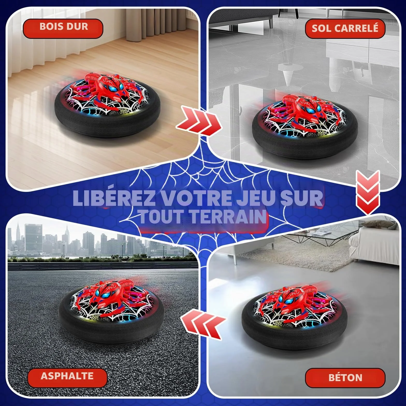 Spider Ballon de Football Flottant LED Rechargeable avec Propulsion Aérienne pour Enfants 3-8 Ans