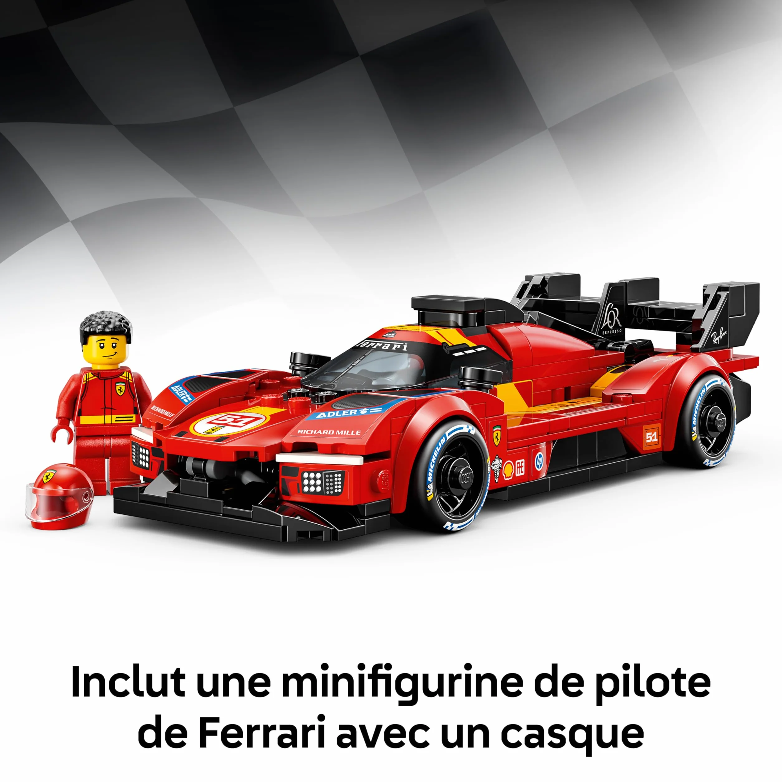 LEGO Speed Champions Ferrari 499P Voiture de Course Maquette STEM Minifigurine Collector Cadeau Sport Automobile 9 Ans 77261