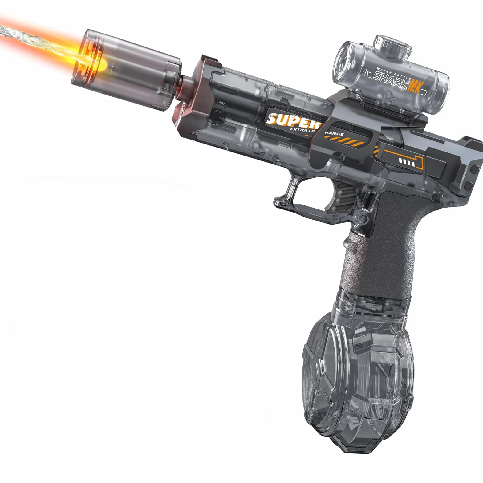 Pistolet à Eau Électrique pour Enfants, Longue Portée, avec Lampe LED, Jouet de Piscine, Cadeau (Noir)