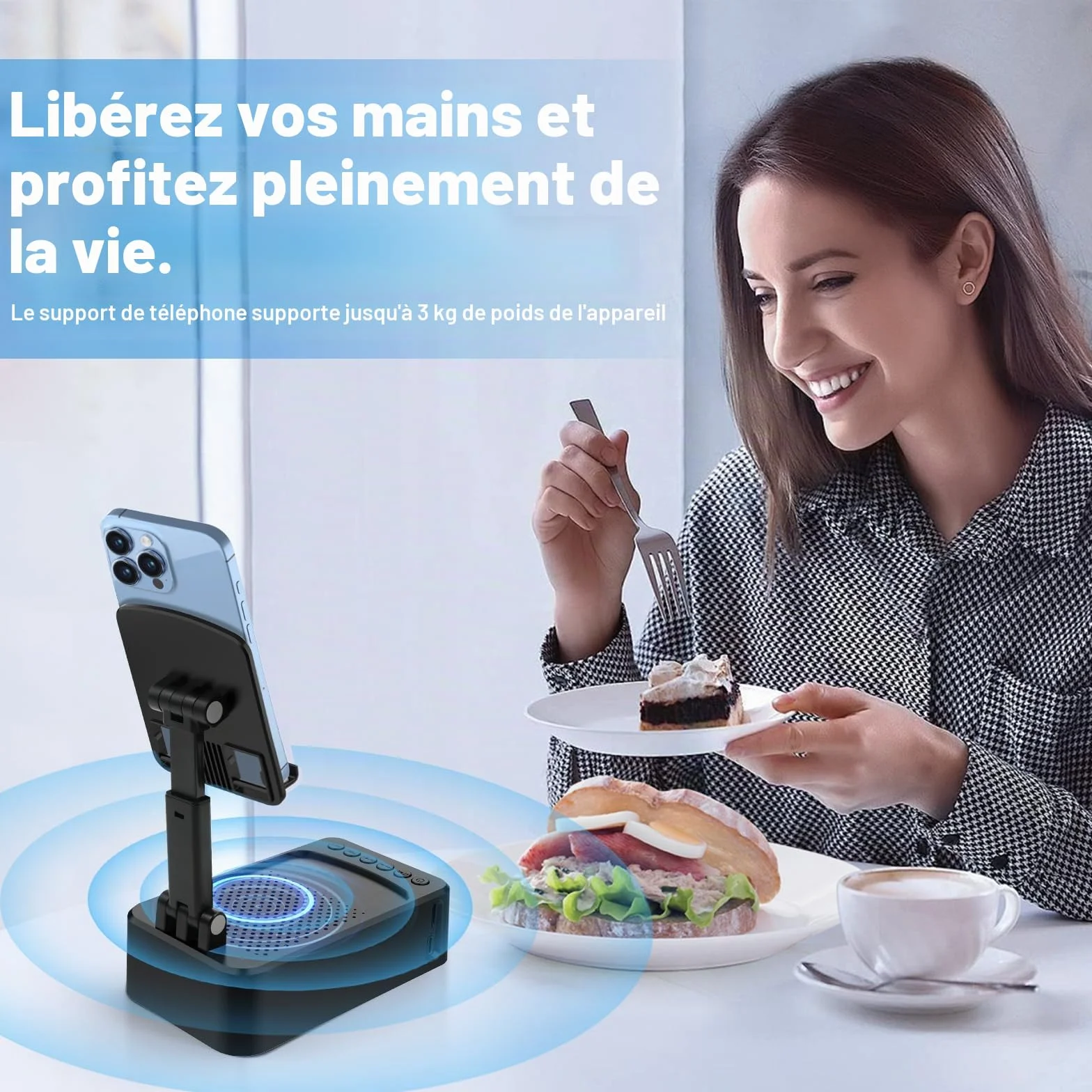 ZOOI Enceinte Bluetooth Support Telephone Cadeau Homme Original Utile