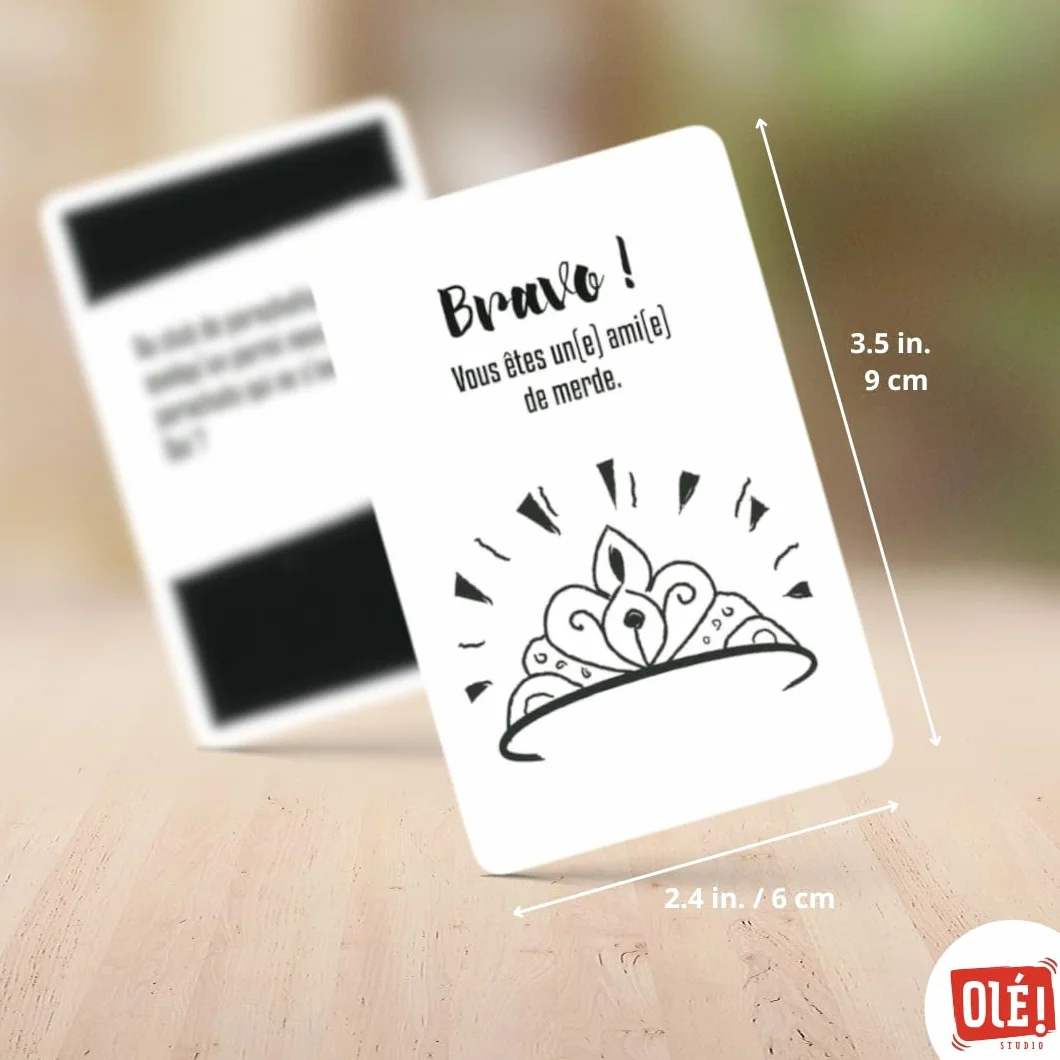 Olé! Studio Amis DE Merde – Le Jeu Qui ruine Vos amitiés ! Qui Sera l’ami de Merde de la soirée ? - Jeu de Cartes - Jeu de société Amusant pour Adultes - Idée Cadeau, Noir