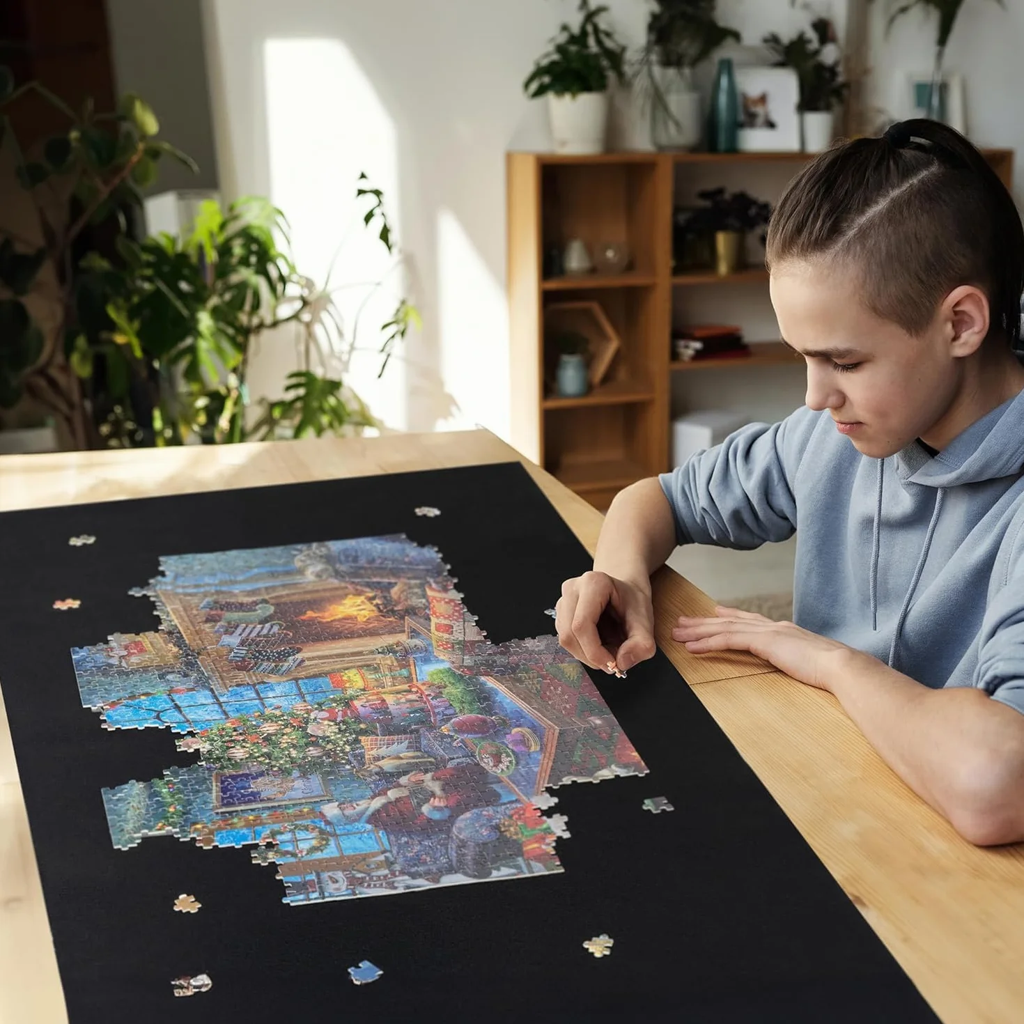 Tapis Puzzle 3000 Pièces Rouleau Feutre Pliable Portable avec 4 Trieur pour Adultes et Enfants