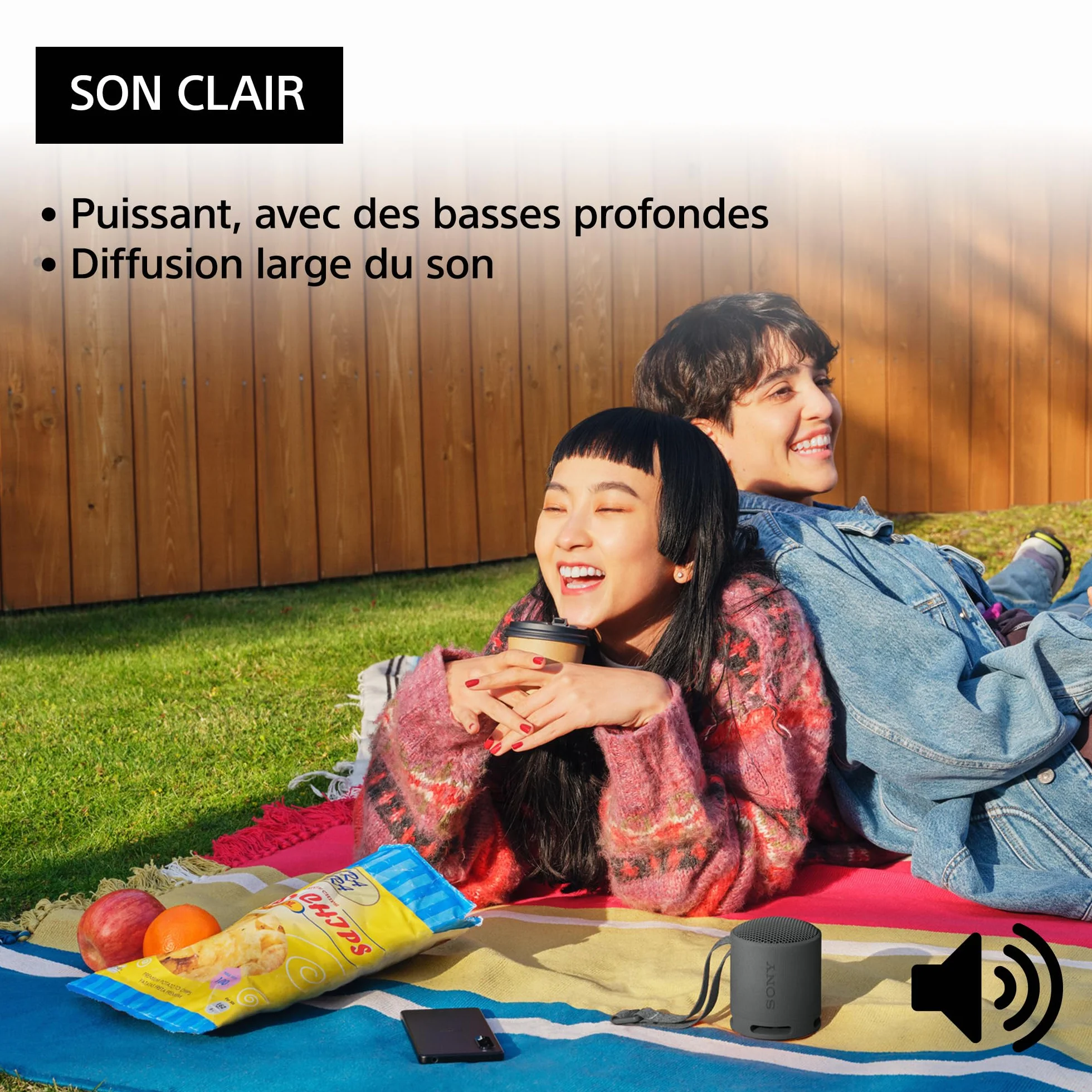 Sony SRS-XB100 Enceinte Bluetooth Portable IP67 Étanche Batterie 16H Noir