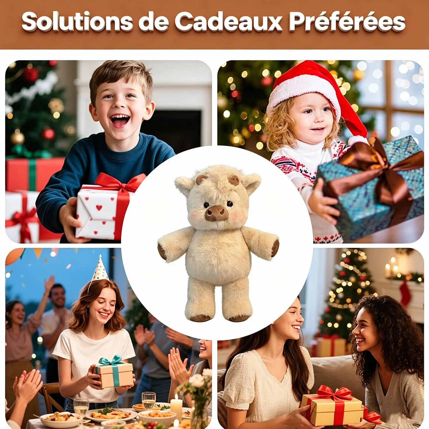 Peluche Vache Qui Court 45 cm - Doudou Vache Interactive en Peluche Douce, Animal Qui Bouge pour Soulager Le Stress