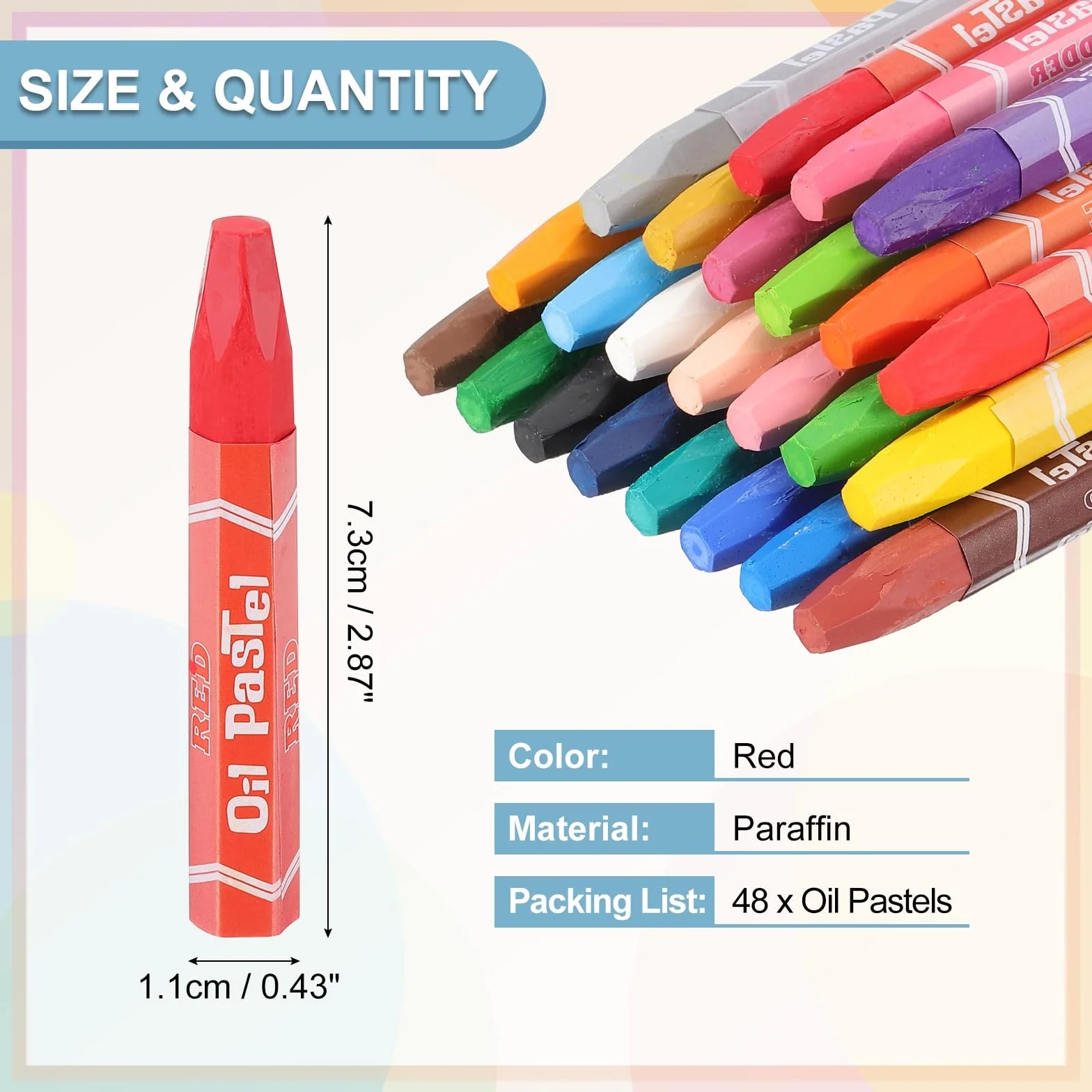PATIKIL Pastels À L'huile Rouges, 48Pcs Craies Grasses Douces Pastels Vibrants Pour Peinture Dessin