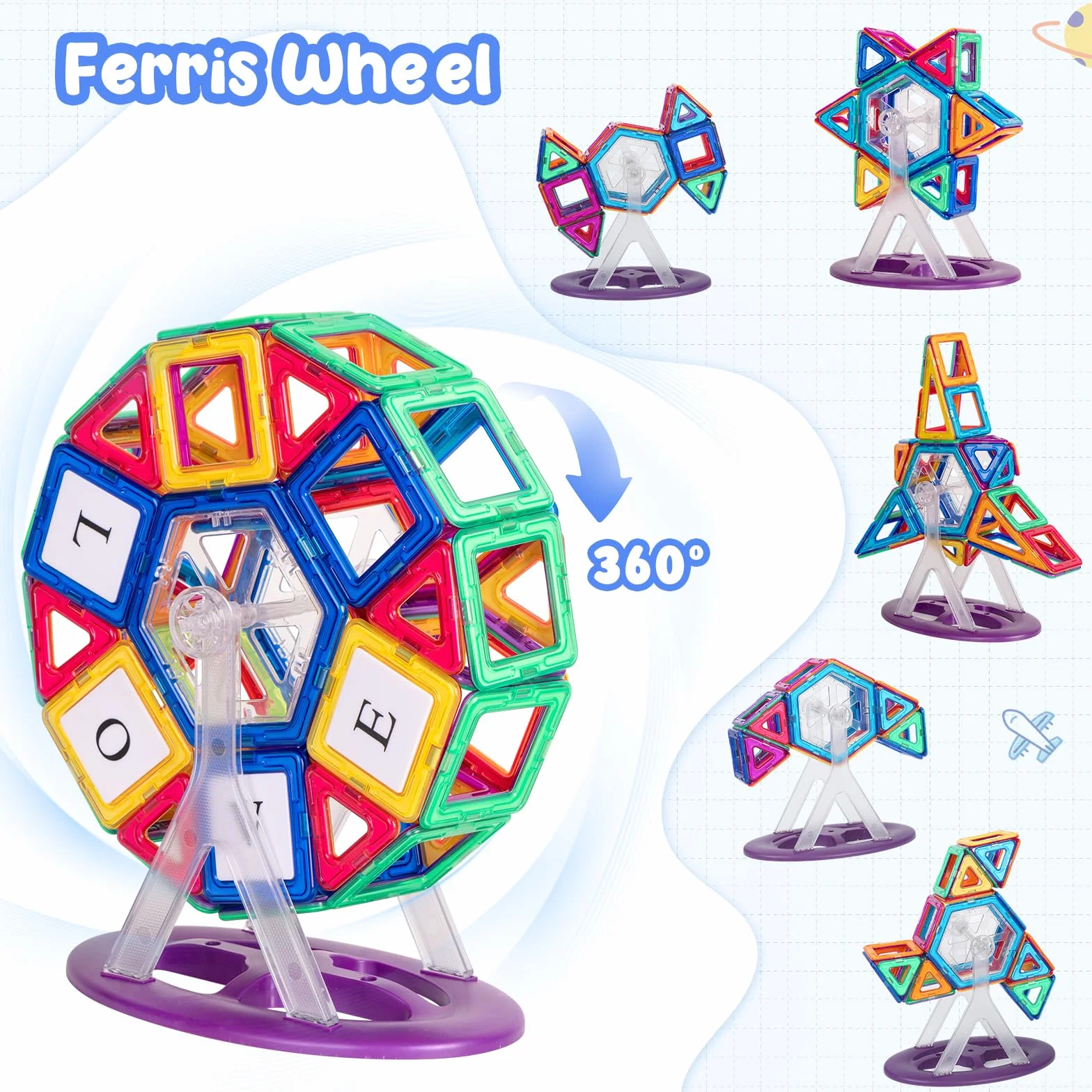 Blocs de Construction Magnétiques 122 Pièces 3D Jouets Éducatifs pour Enfants 3-7 Ans