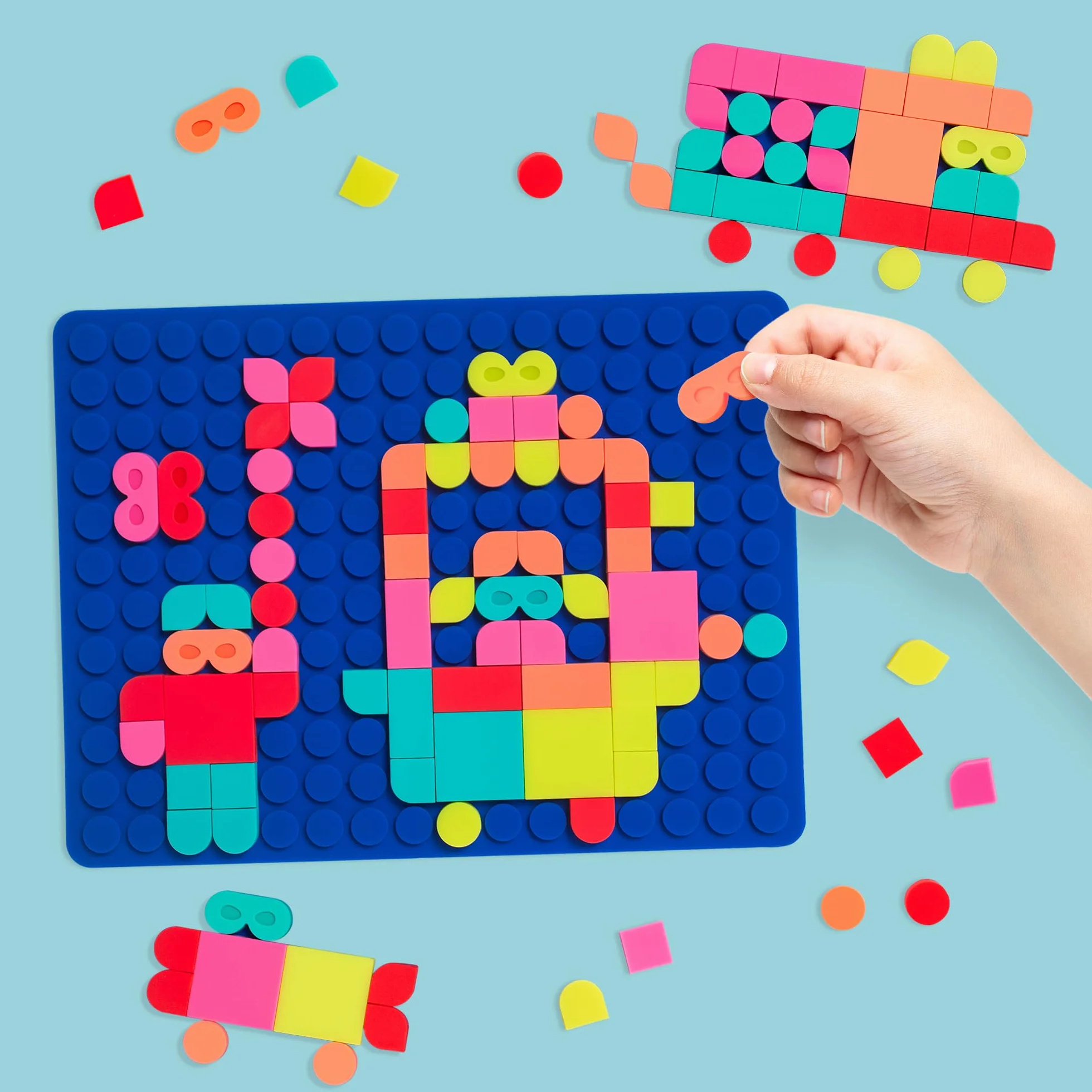 SILIPOP Mosaïques À Clipser - Mosaic Art - Créations Colorées - Bleu - À Partir de 3 Ans