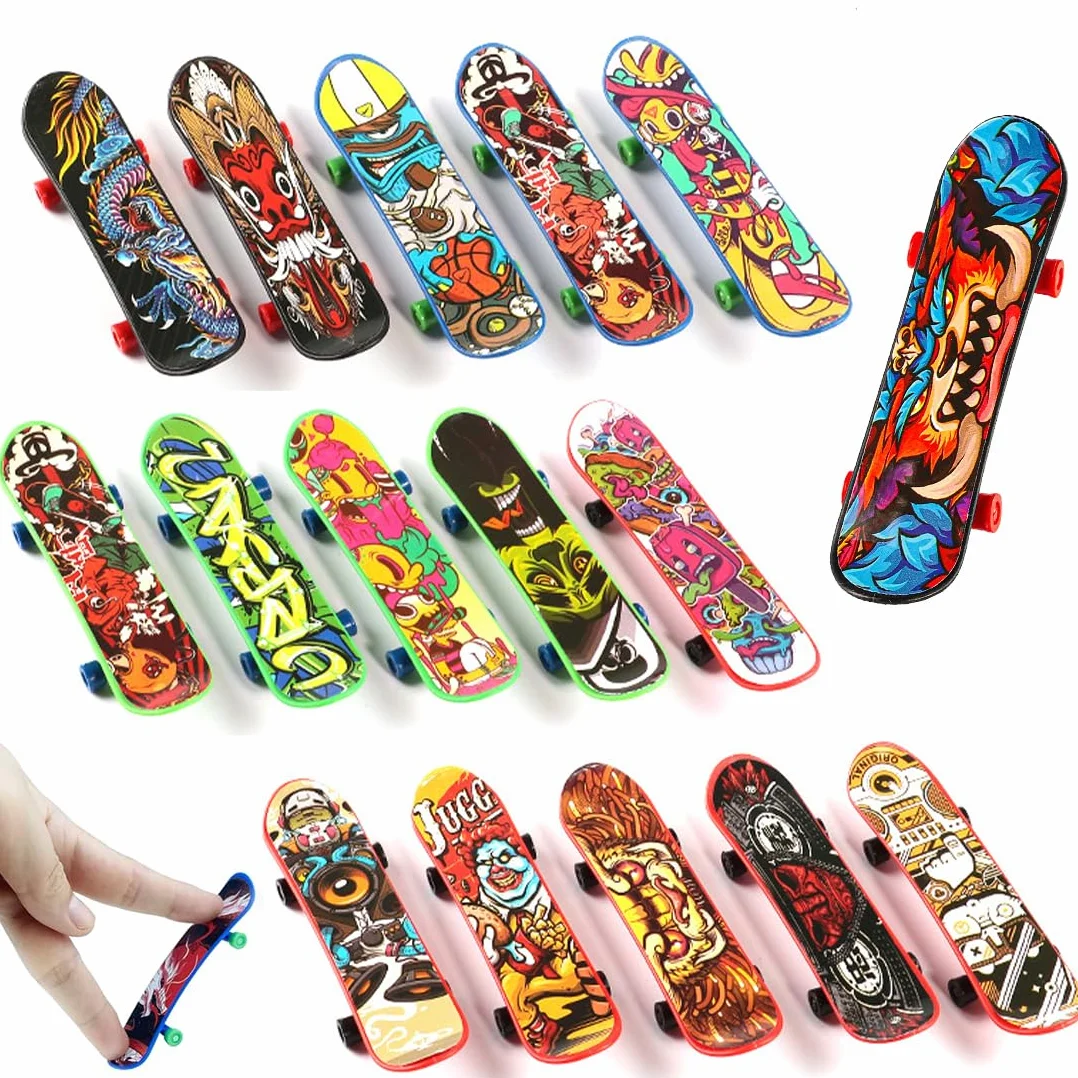 Planches à Doigts Stylées 16 Pièces, Mini Skateboards Professionnels, Skateboard Enfants Cadeau