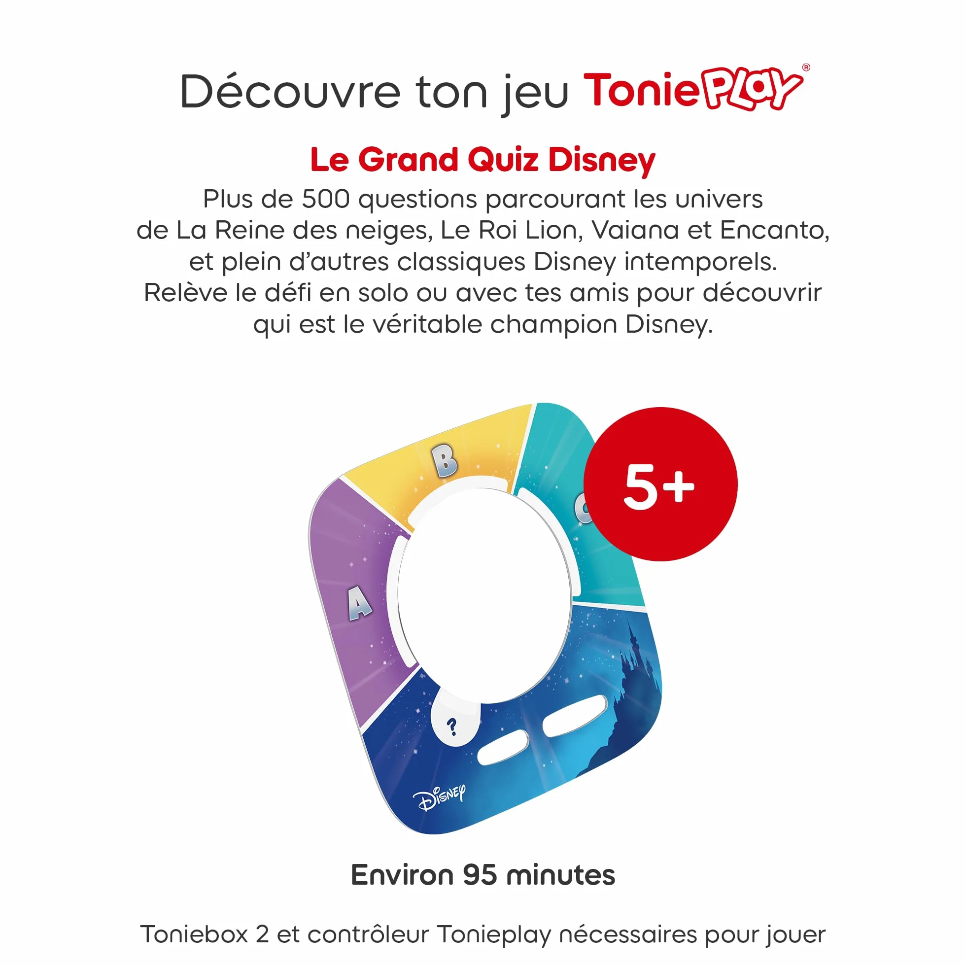 tonies Jeu Tonieplay Le Grand Quiz Disney Compatible Toniebox 2 3-9 Ans