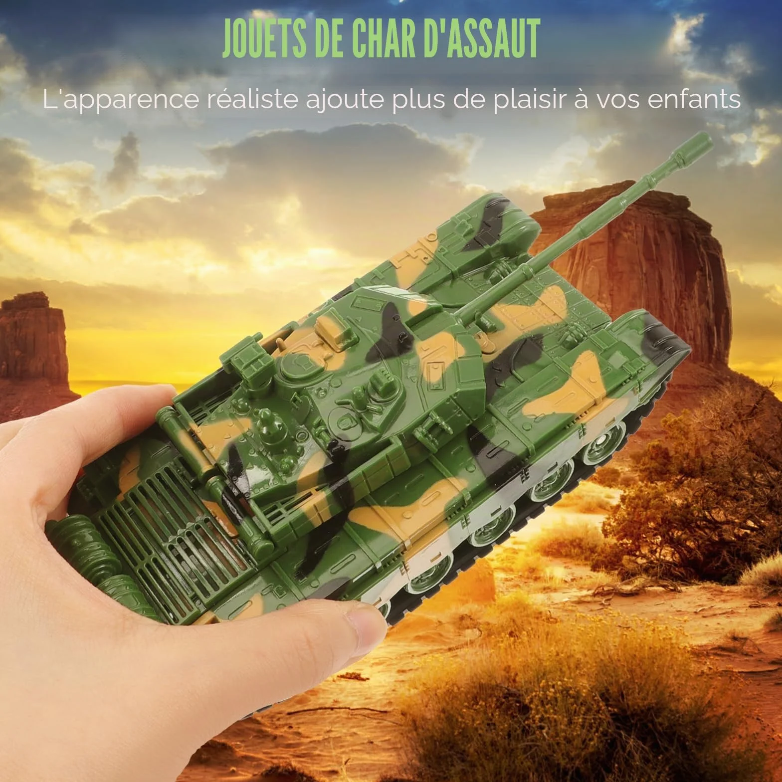 Toyvian Jouet Tank Militaire Enfant 14.5x7x5.5 cm Camouflage Léger Durable
