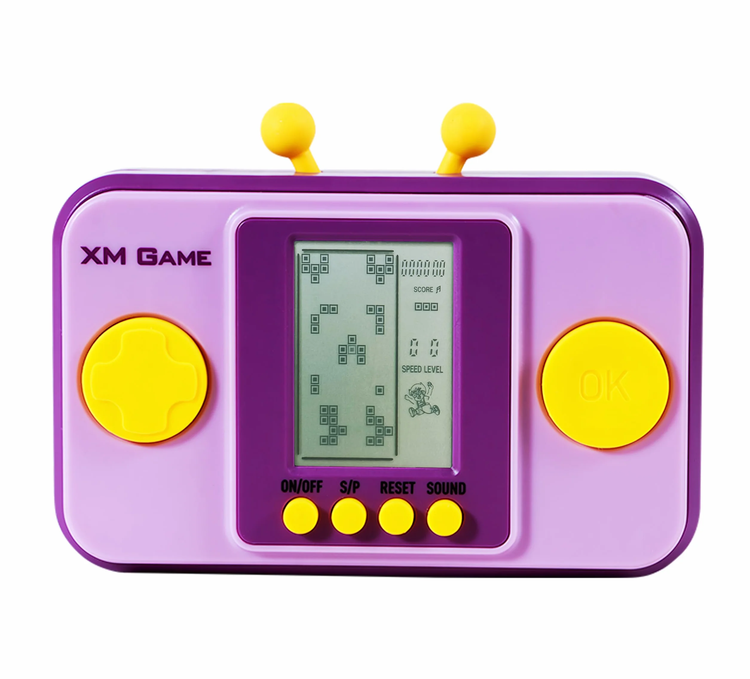 Console de Jeu de Briques Portable Rétro 26 Jeux Niveau/Vitesse Réglable Boutons Silicone Bataille de Chars Jouets électroniques Enfants Violet