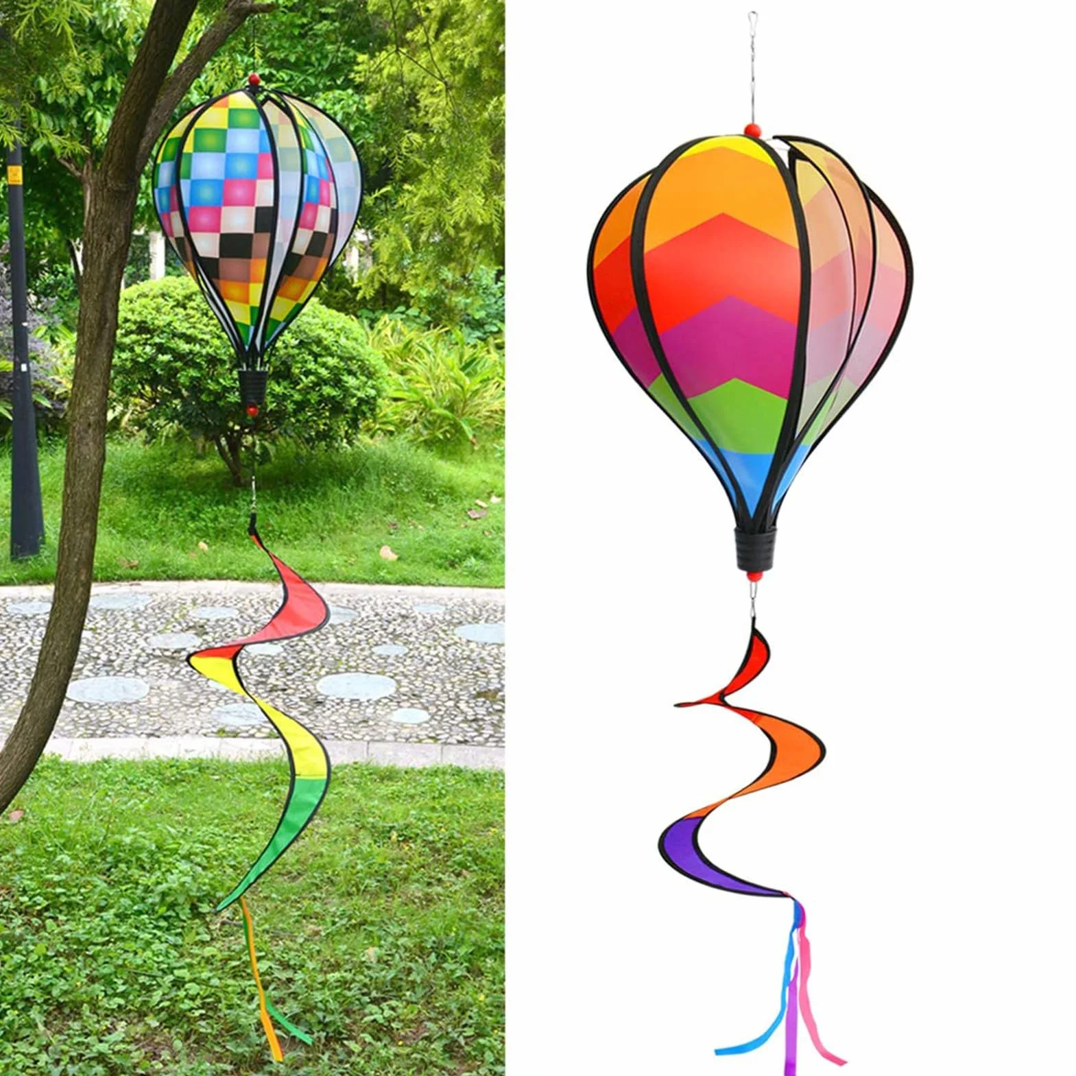 Acunny Montgolfière Spinner Tourbillon Moulin à vent Carillon à vent résistant aux intempéries Ballon inclus