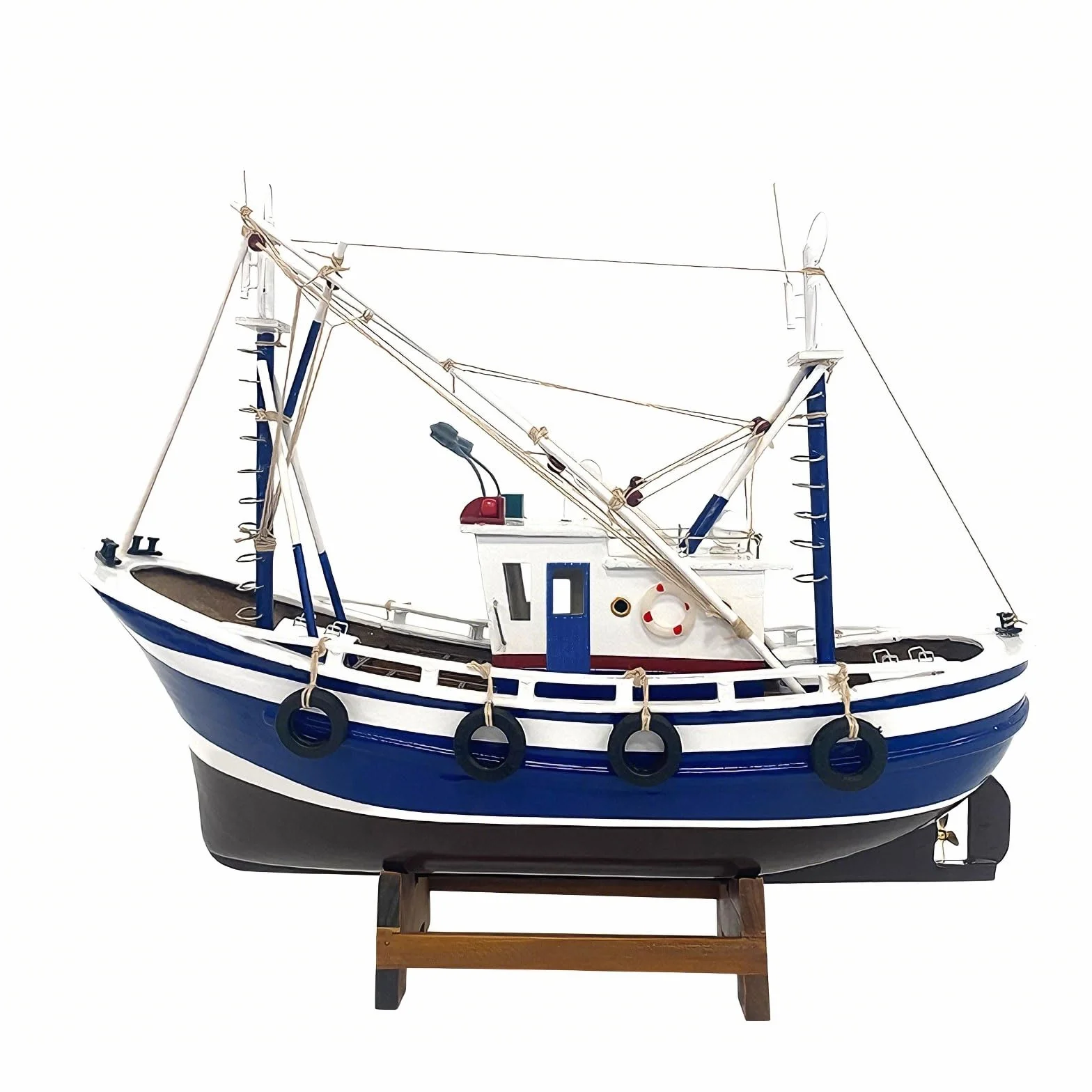YLME Maquette De Bateau Maquette Finie De Bateau De Pêche Simuler Décoration De Bateau De Pêche en Bois Faite À La Main Décoration De La Maison Cadeau Souvenir,Bleu