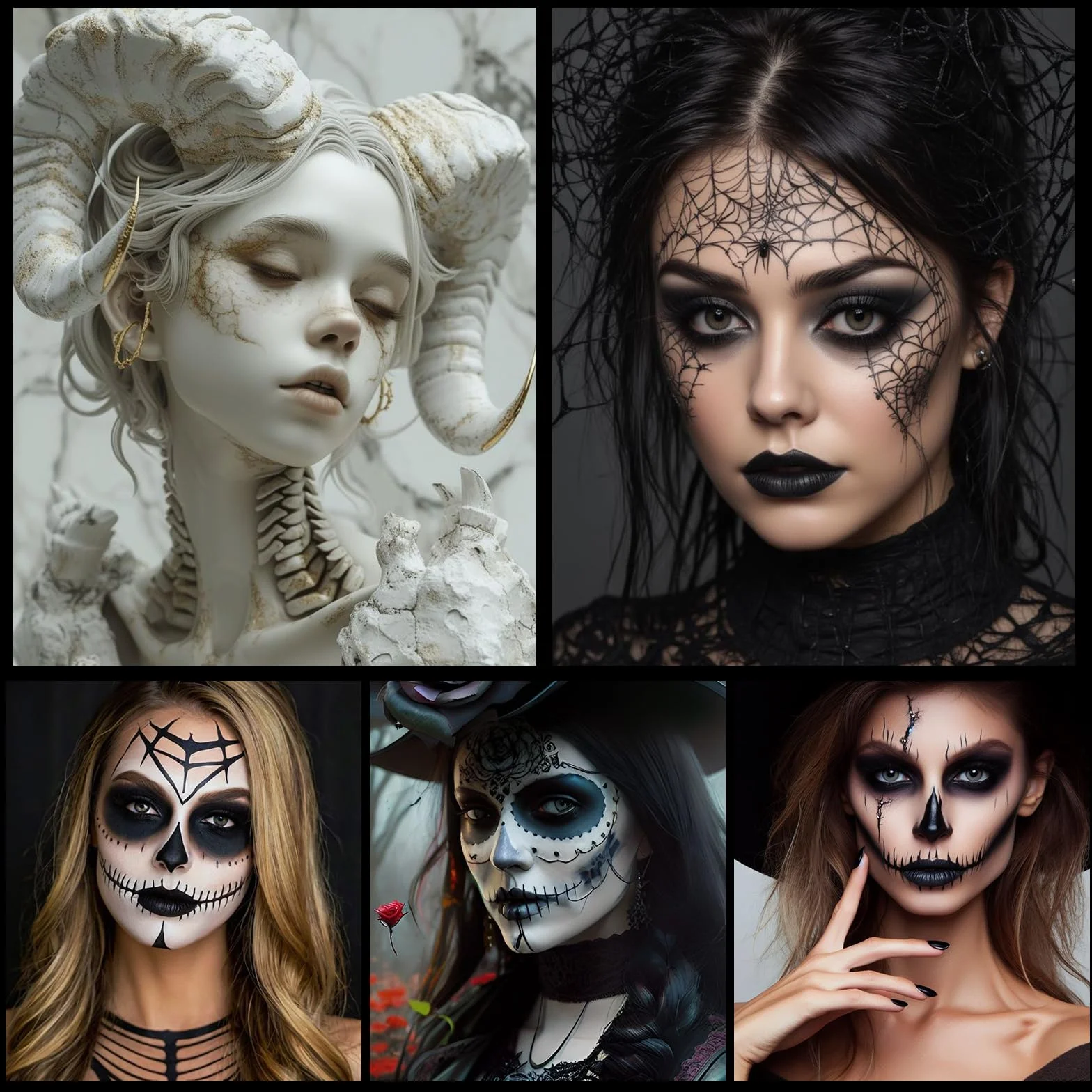 Kit Maquillage Halloween Enfant Adulte Peinture Corporelle Carnaval Blanc Noir SFX Makeup