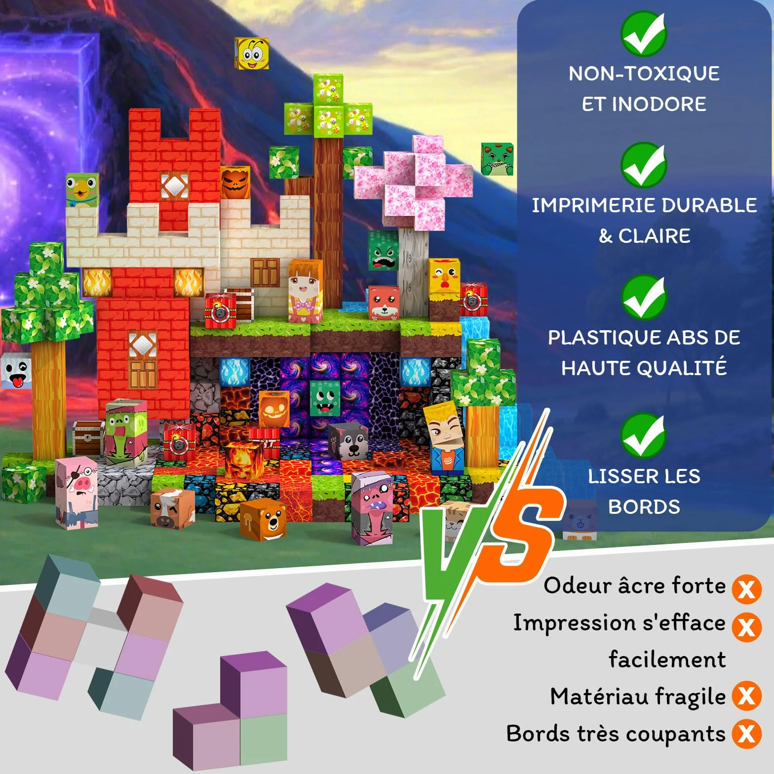 Jeu de Construction Magnétique Enfant 330 Pièces Blocs Magnétiques 2CM Jouet Créatif Montessori 3+ Ans