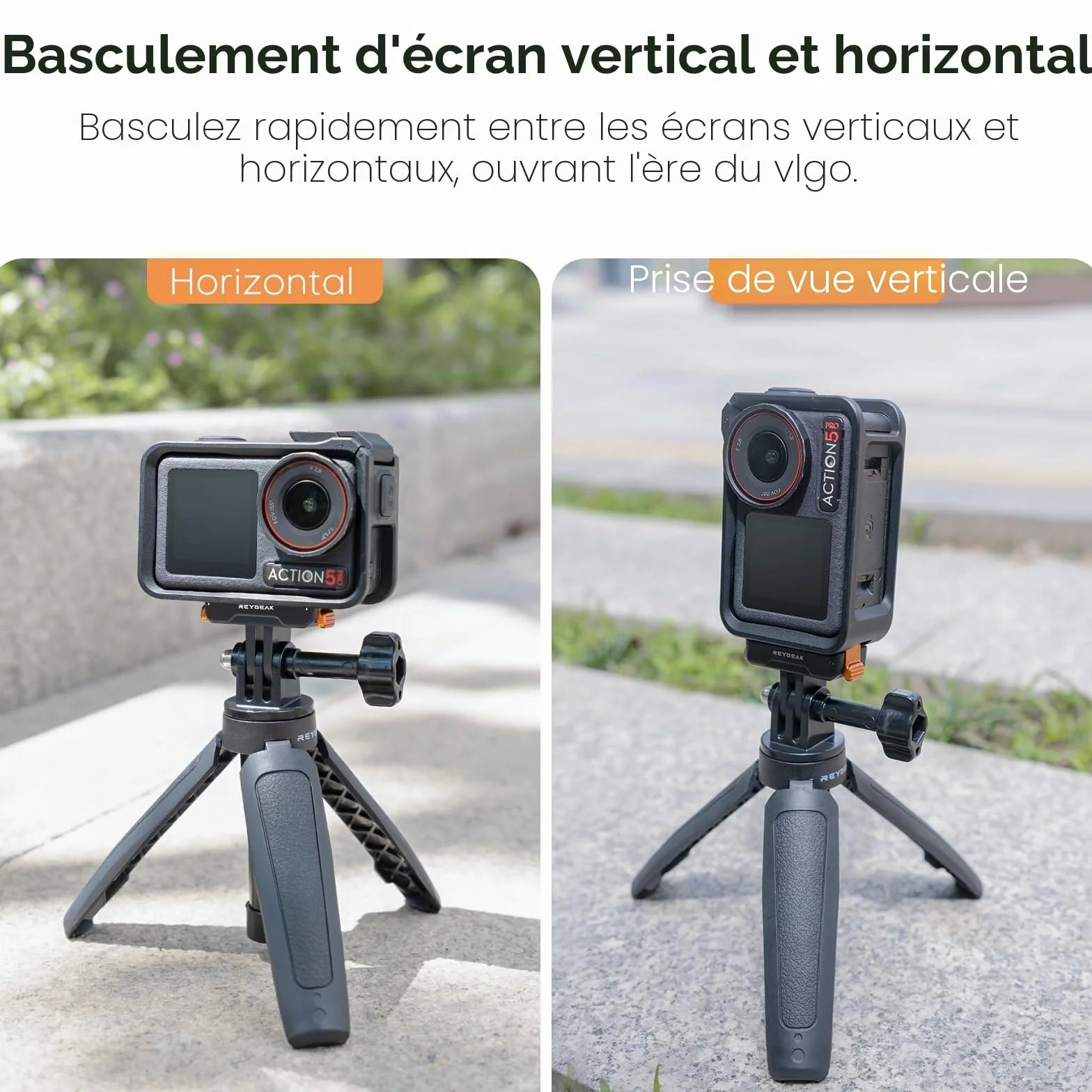 REYGEAK Support magnétique à changement rapide compatible Osmo Action 5 Pro/4/3