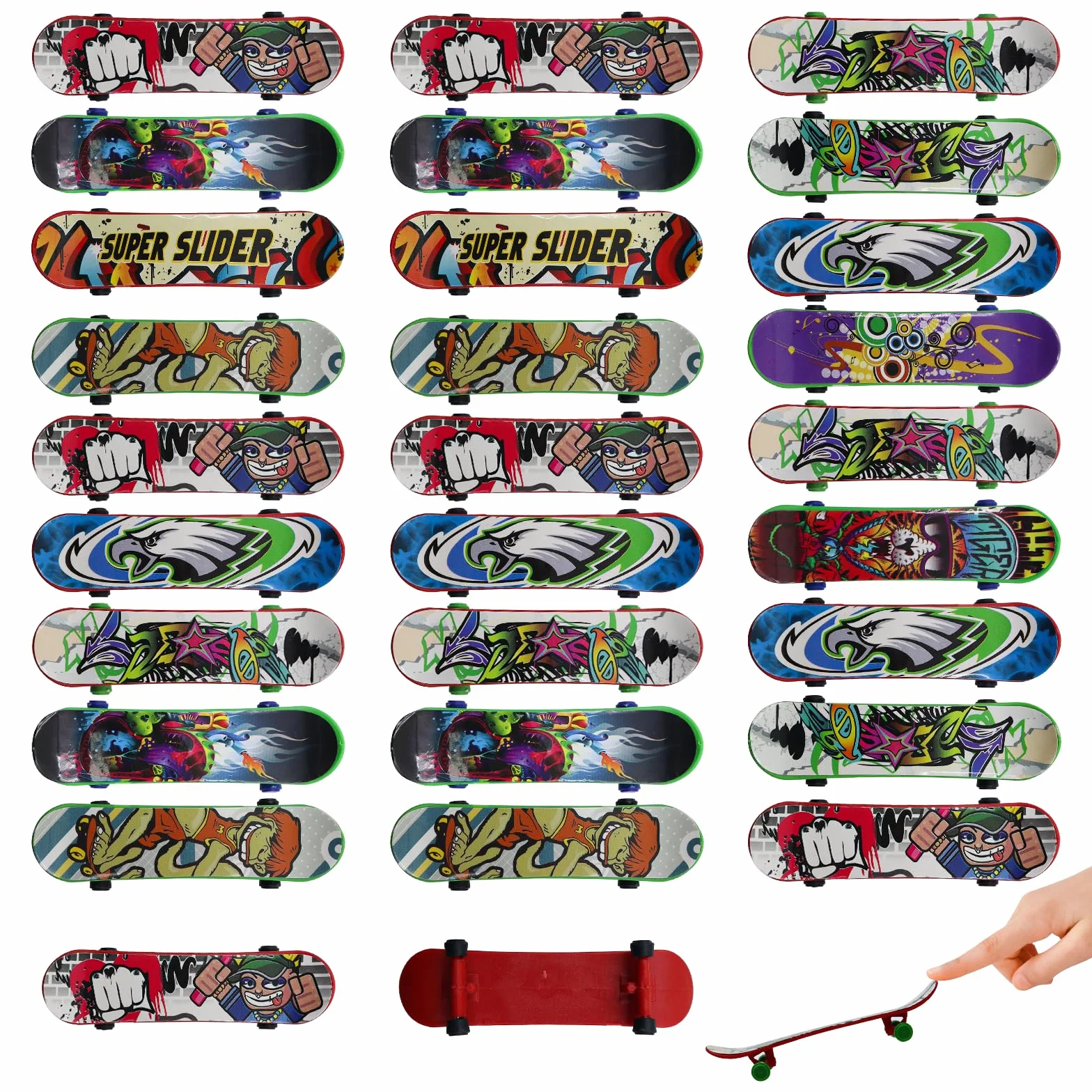 Finger Skateboard 30 Pièces Mini Skate Doigt Planche à Roulettes Enfants Cadeau