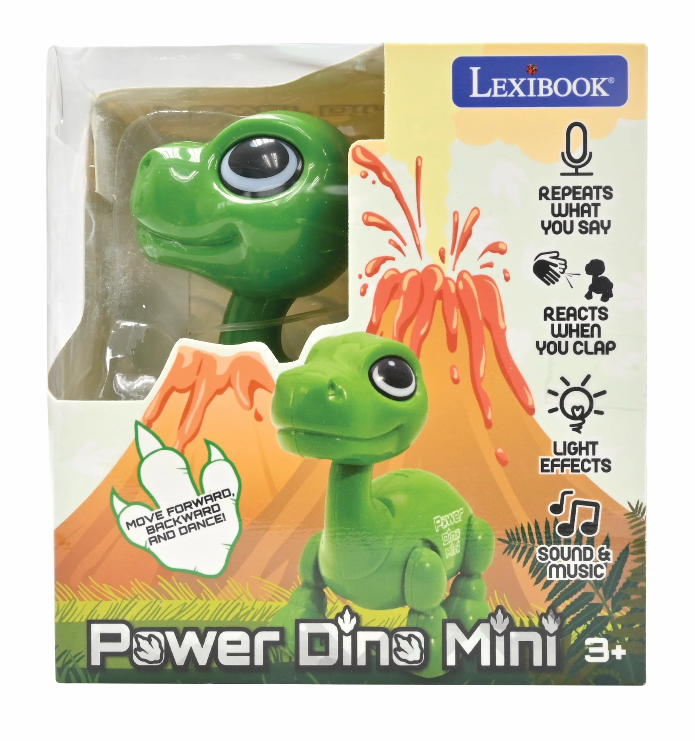 Lexibook Power Dino Mini Robot Dinosaure avec Sons, Musique et Effets Lumineux, ROB02DINO