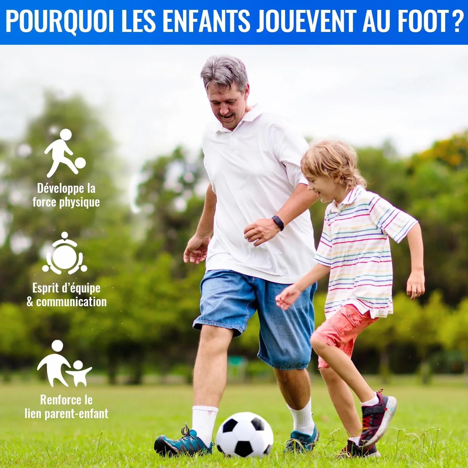 U&C Planet Ballon de Football Enfant Taille 3 avec Pompe – Noir et Blanc, Jeux Extérieur, Entraînement Durable, Cadeau 3-8 Ans