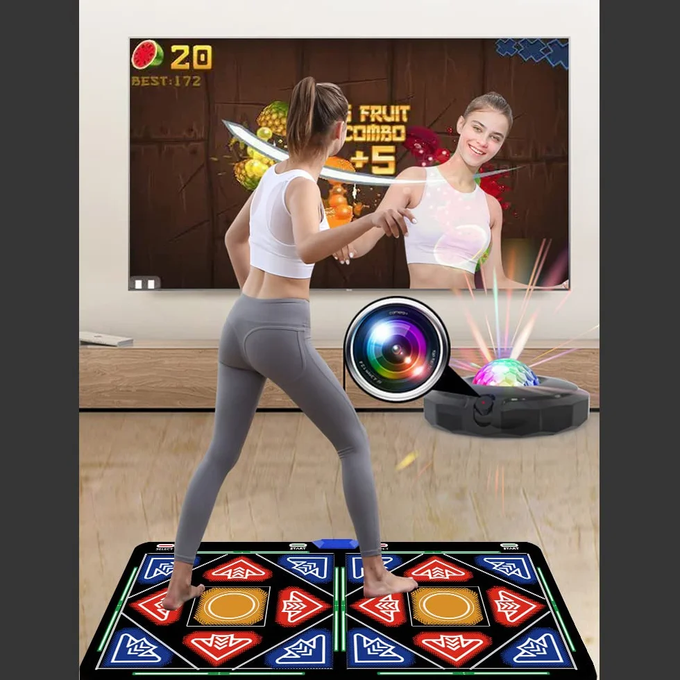 Tapis de Danse Électronique avec Caméra, 64 Go, 1030 Jeux, 81 Vidéos Musicales, 650 Chansons