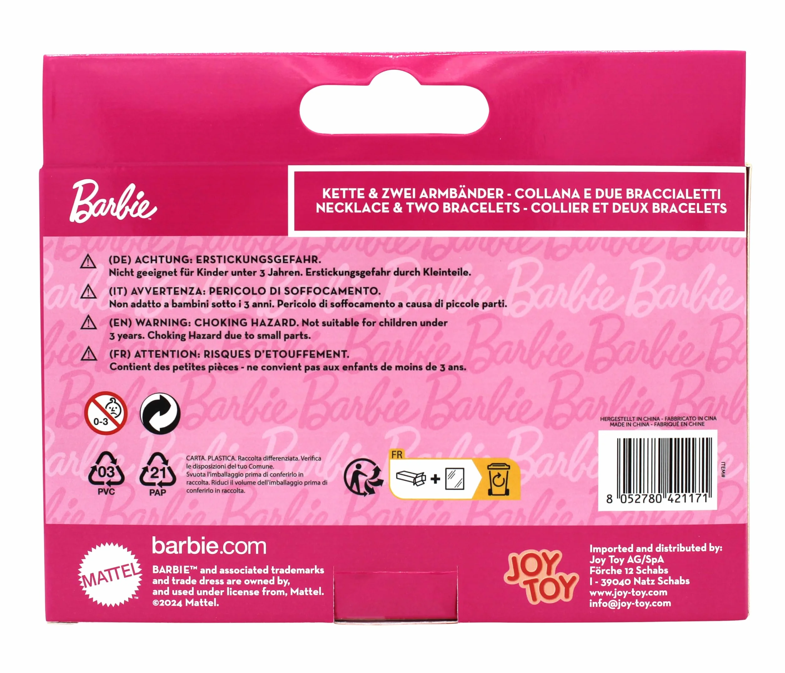 Joytoy Barbie Parure de Bijoux 16 x 3,5 x 10 cm