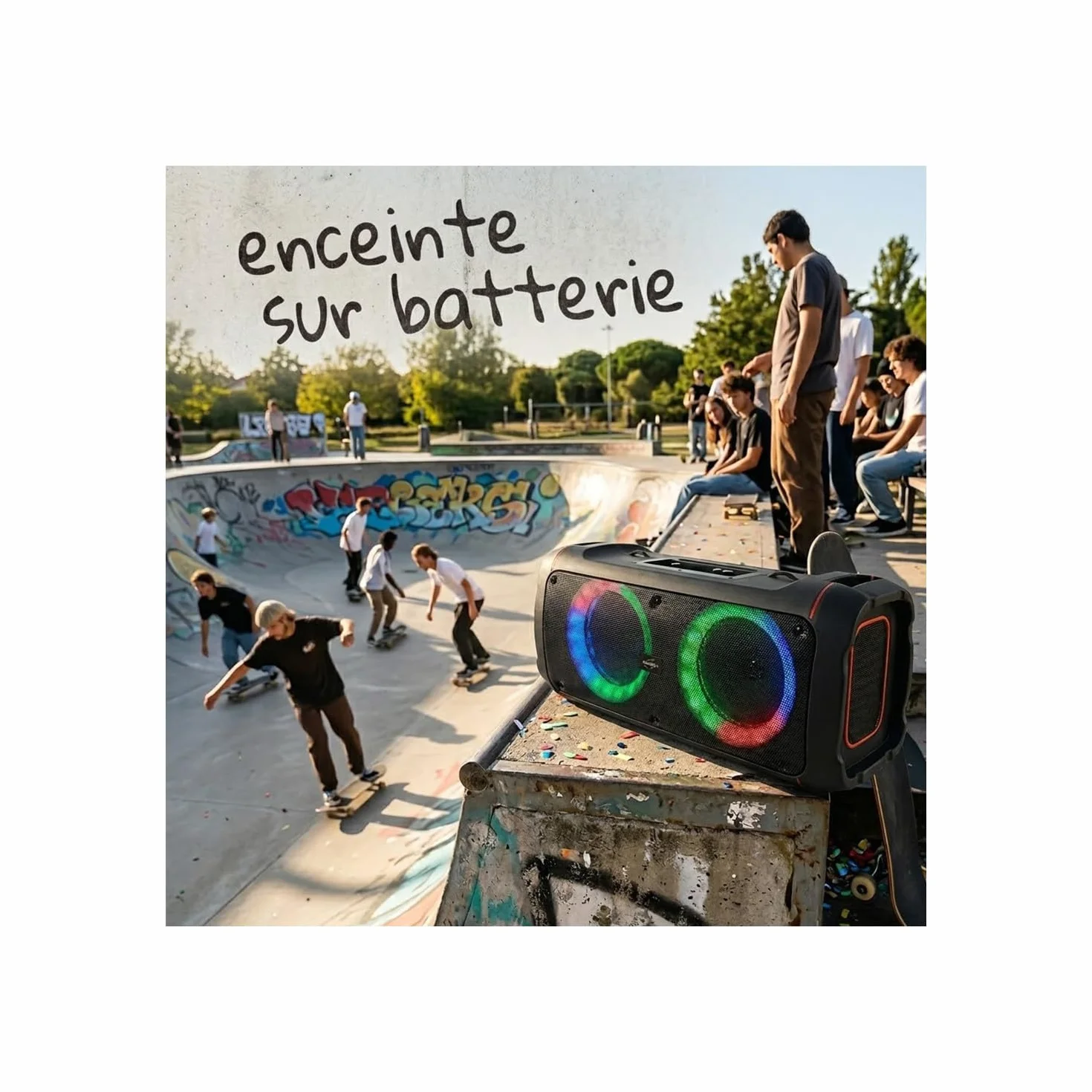 BM SONIC Enceinte Portable Bluetooth 5.2 INOVALLEY HP360 400W Noir Radio FM USB