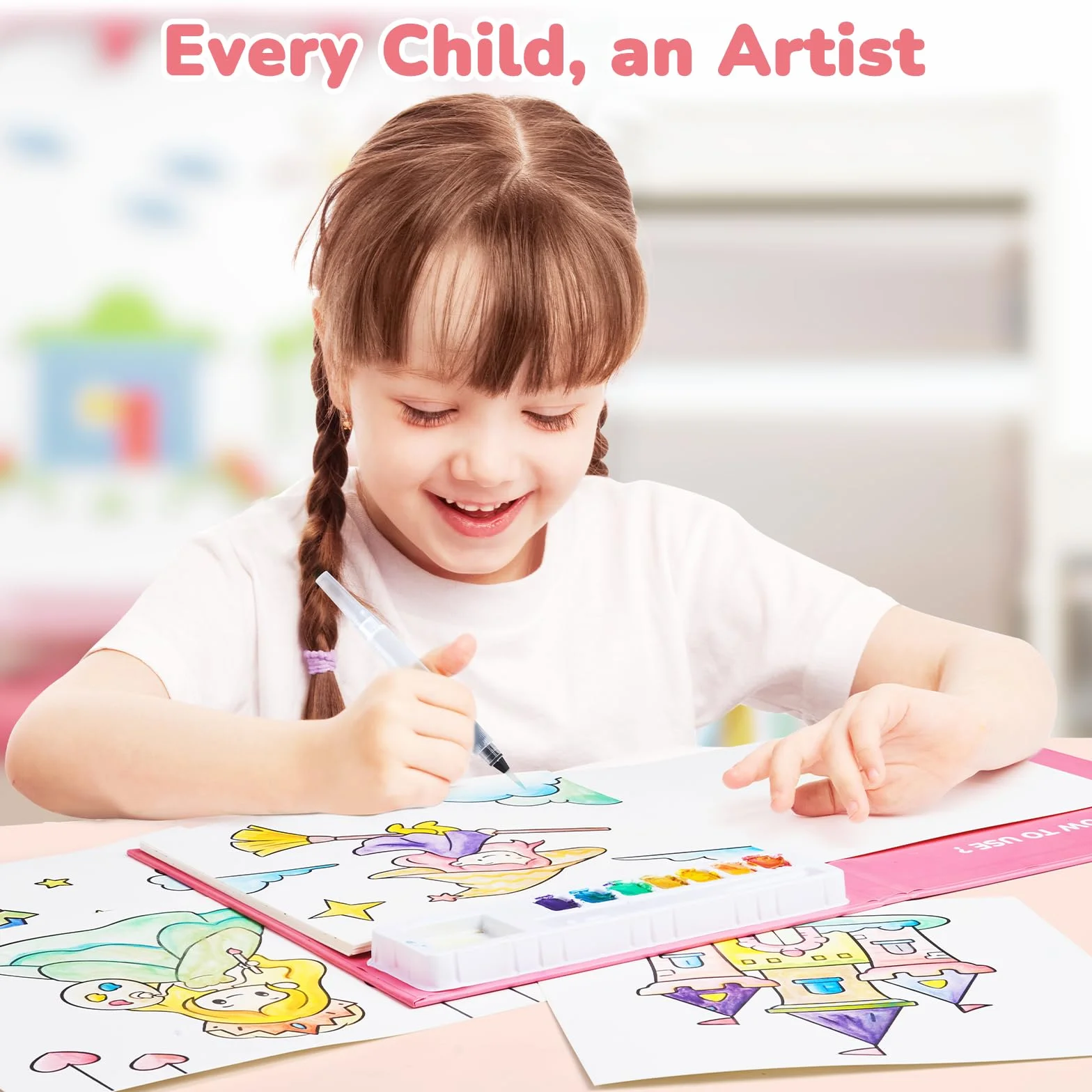 JoyCat Livre de coloriage peintures à l'eau pour tout-petits 3-8 ans, kit peinture aquarelle, jouet éducatif cadeau anniversaire