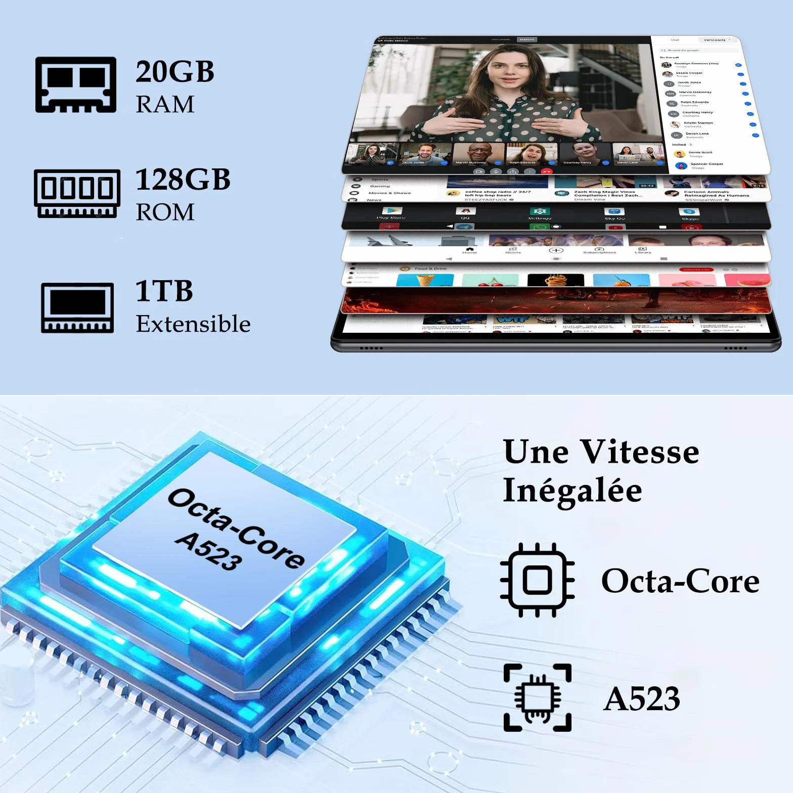 ZIOVO Tablette Enfants 10 Pouces Android 14 Tablette,20Go RAM+128Go ROM(TF 1To),Widevine L1,WiFi 6 Tablette Tactile,Octa-cœur, 6000mAh | 5+8MP | BT 5.0 | Contrôle Parental Tablettes avec EVA Cas-Rose.