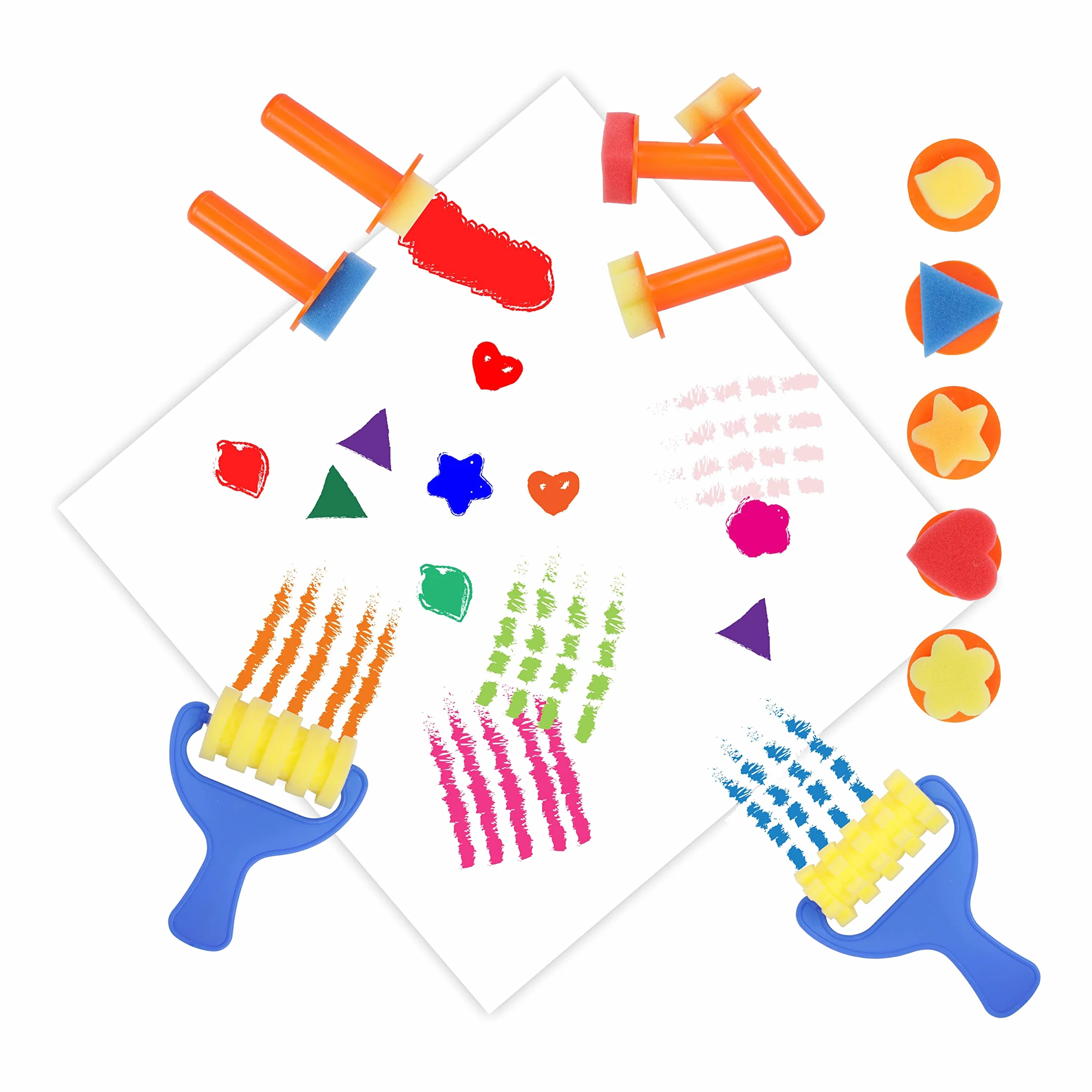 Peinture au Doigt Lavable Non Toxique Kit avec Éponge Pinceaux Palette pour Enfant Apprentissage Précoce