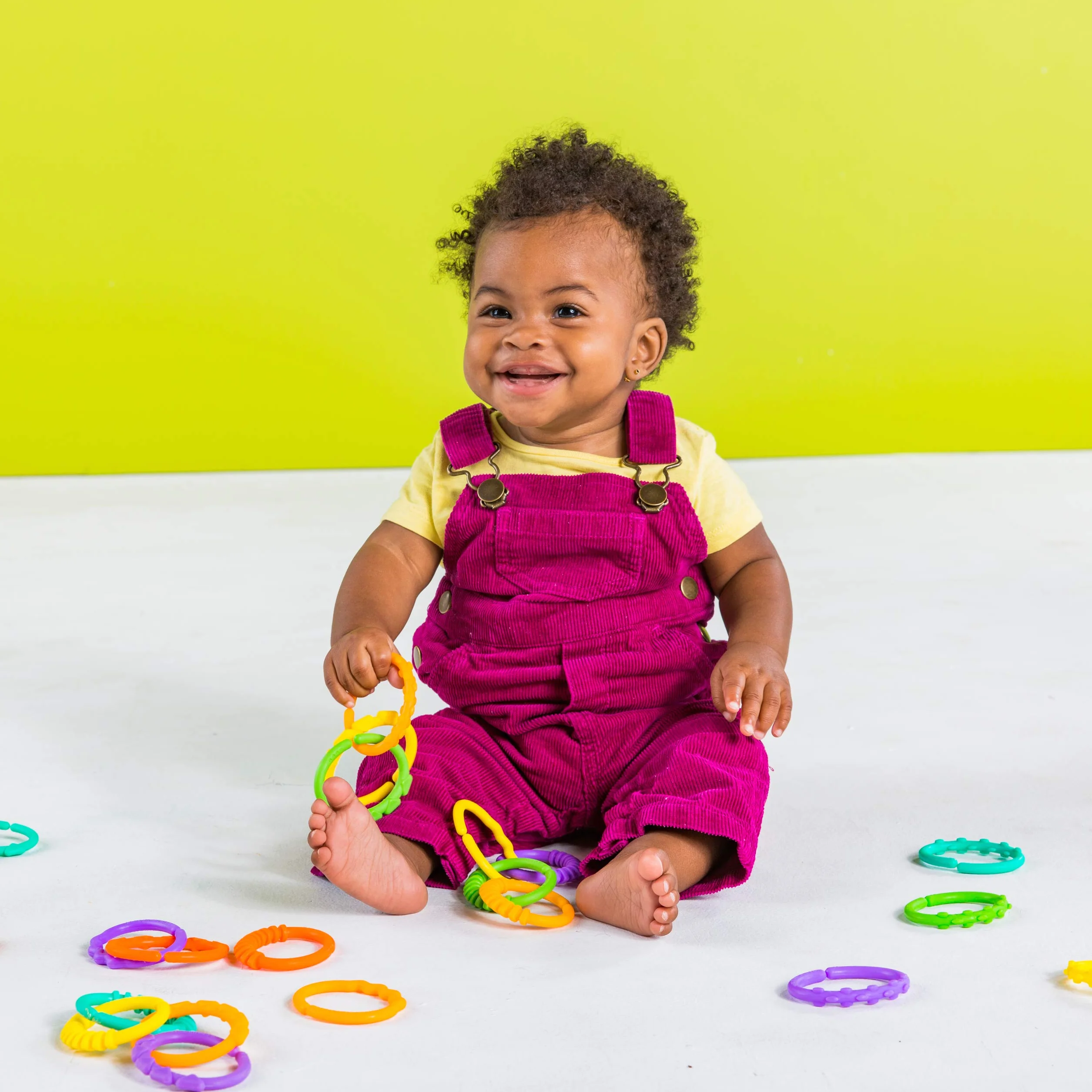 Bright Starts Lots of Links Jouets à anneaux pour poussette 24 pièces sans BPA 0 mois+