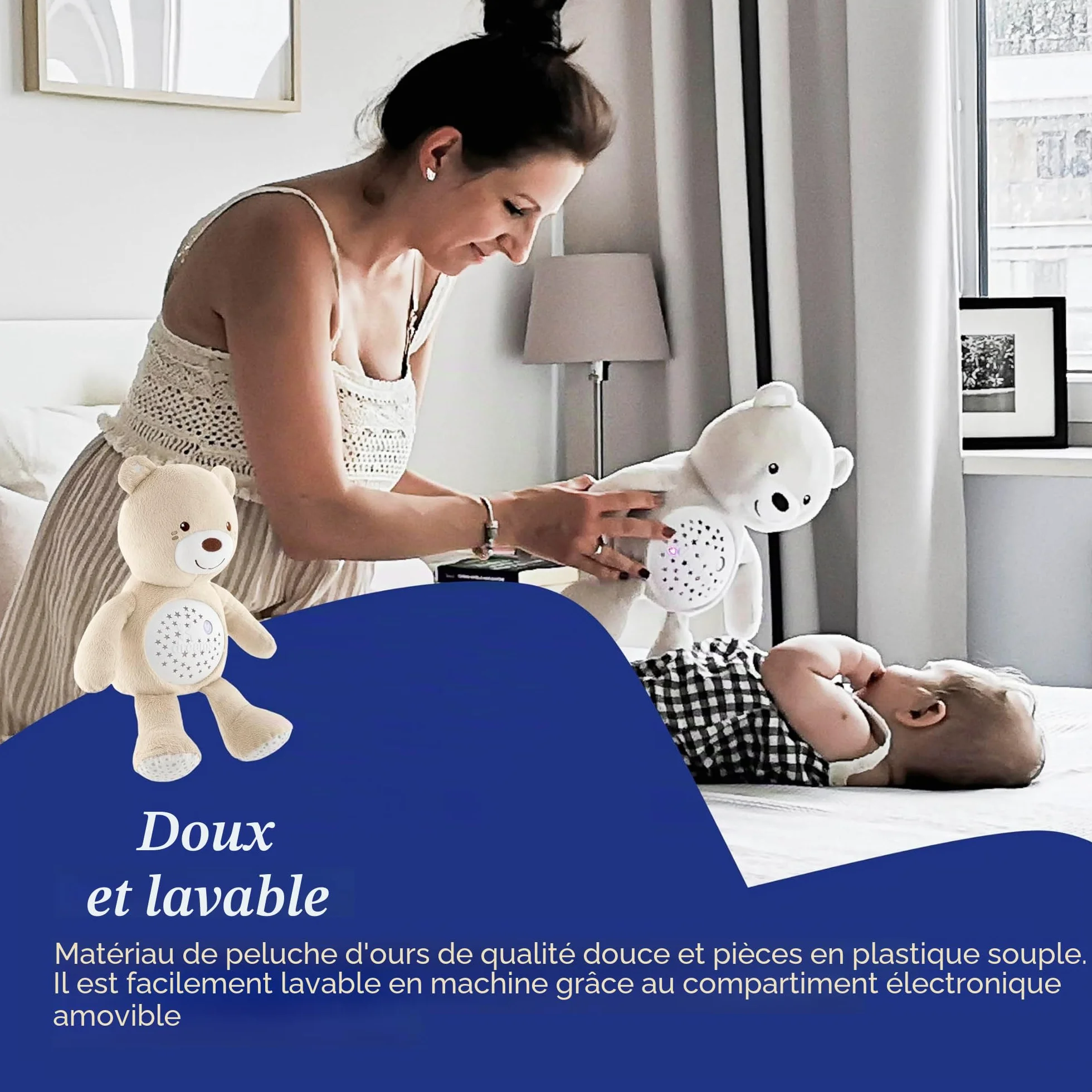 Chicco Ours en peluche Baby Bear First Dreams avec projecteur veilleuse mélodies relaxantes pour bébés 0 mois+
