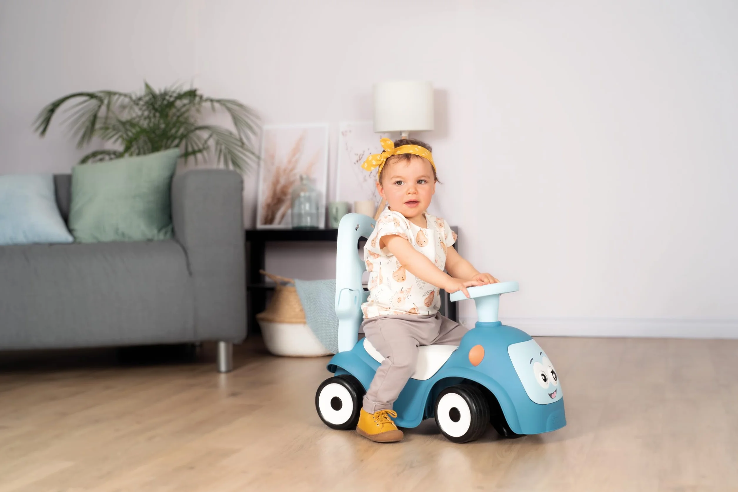 Smoby Porteur Maestro Balade Bleu 3 en 1 Evolutif Canne parentale Réglable Arceau Sécurité Roues Silencieuses Klaxon Electronique