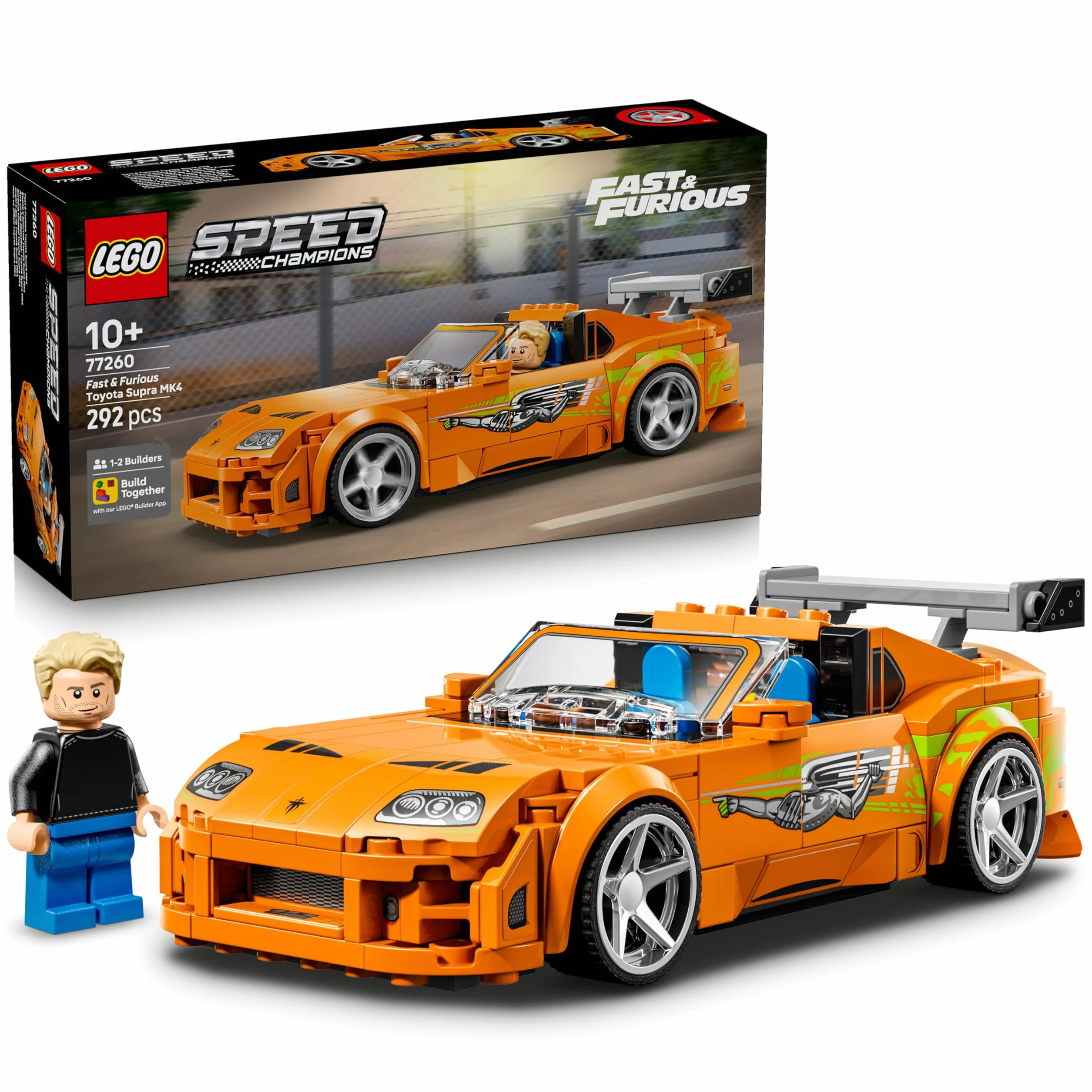 LEGO Speed Champions Toyota Supra MK4 Fast and Furious Voiture Maquette Minifigurine Brian O'Conner Cadeau STEM 10 Ans 77260