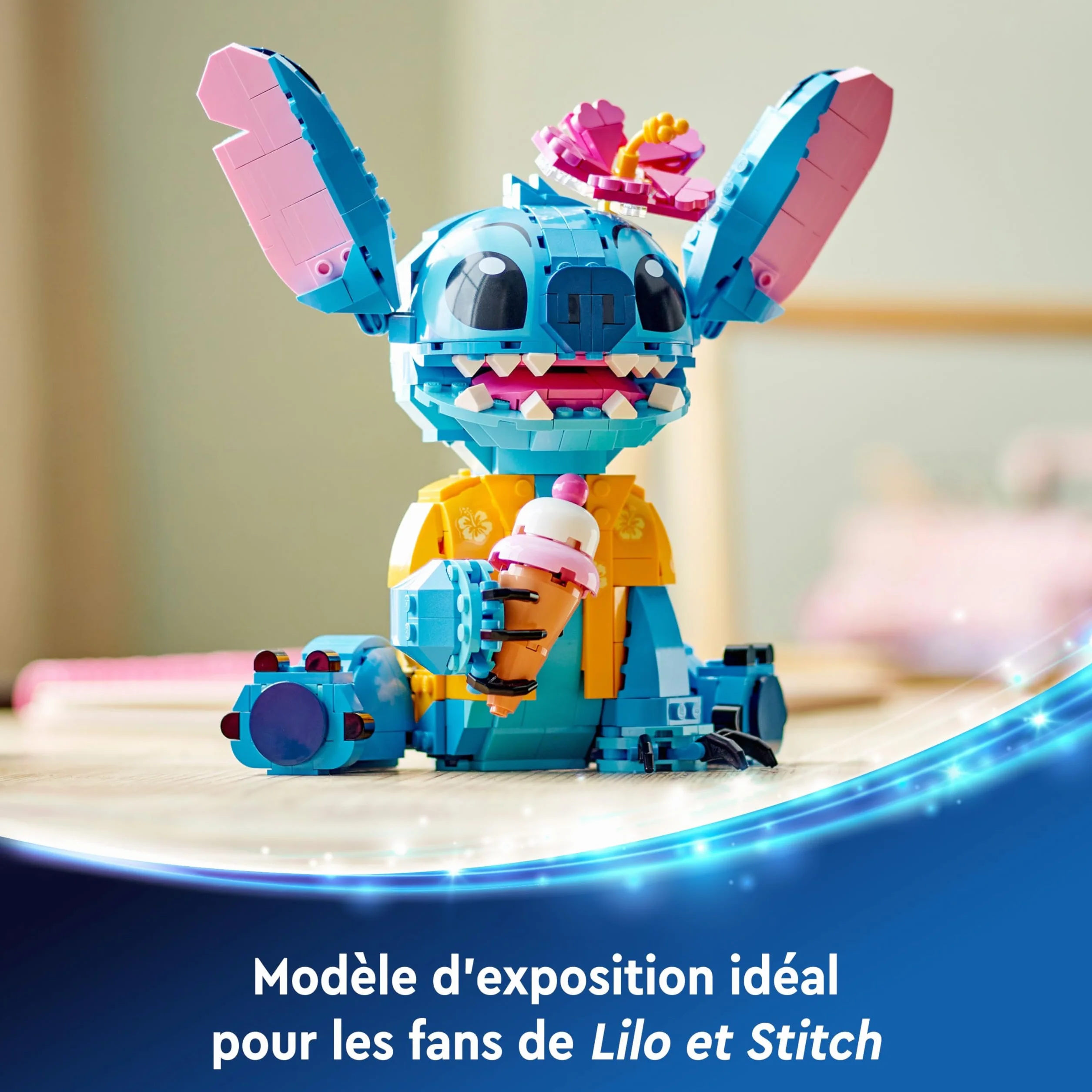 LEGO Disney Stitch 43249 Jouet de Construction Figurine à Exposer avec Cornet de Glace & Fleur pour Enfants dès 9 Ans