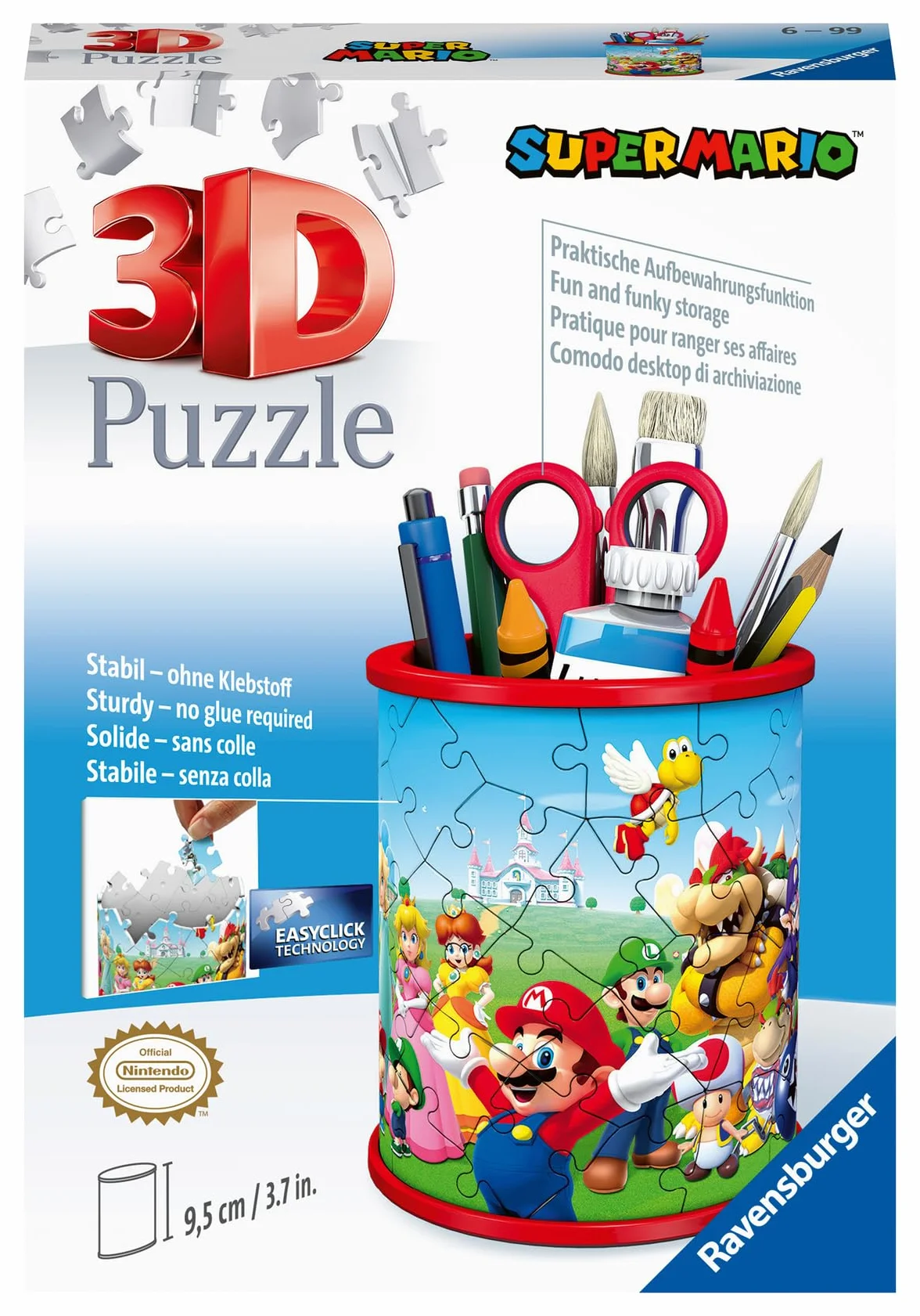 Ravensburger Puzzle 3D Pot à Crayons Super Mario 54 pièces numérotées 9,5 cm