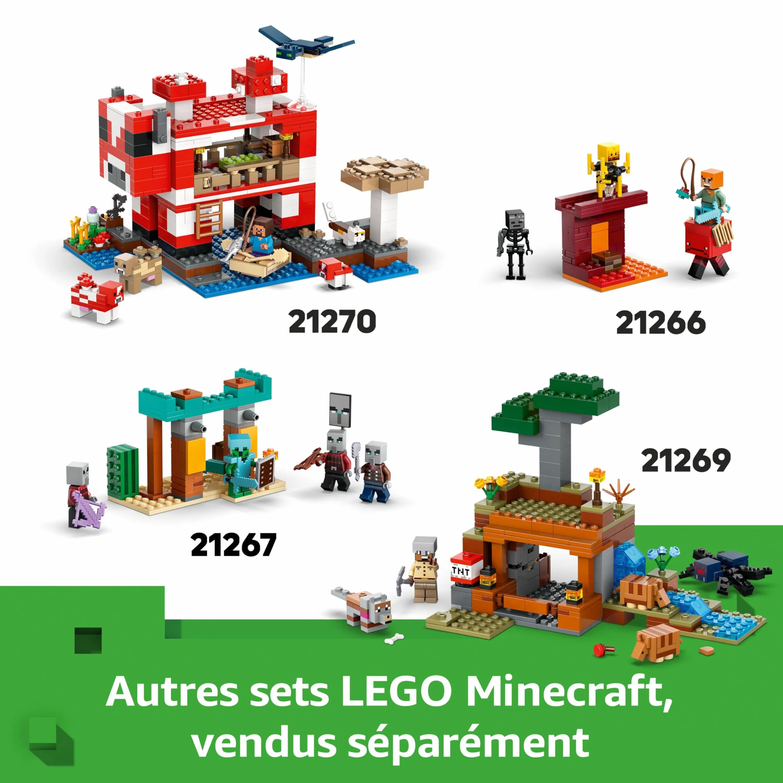 LEGO Minecraft La Maison de Porcelet 21268 Jouet de Construction Figurine Héros Mobs Ferme Biome Forêt Cadeau 7 Ans