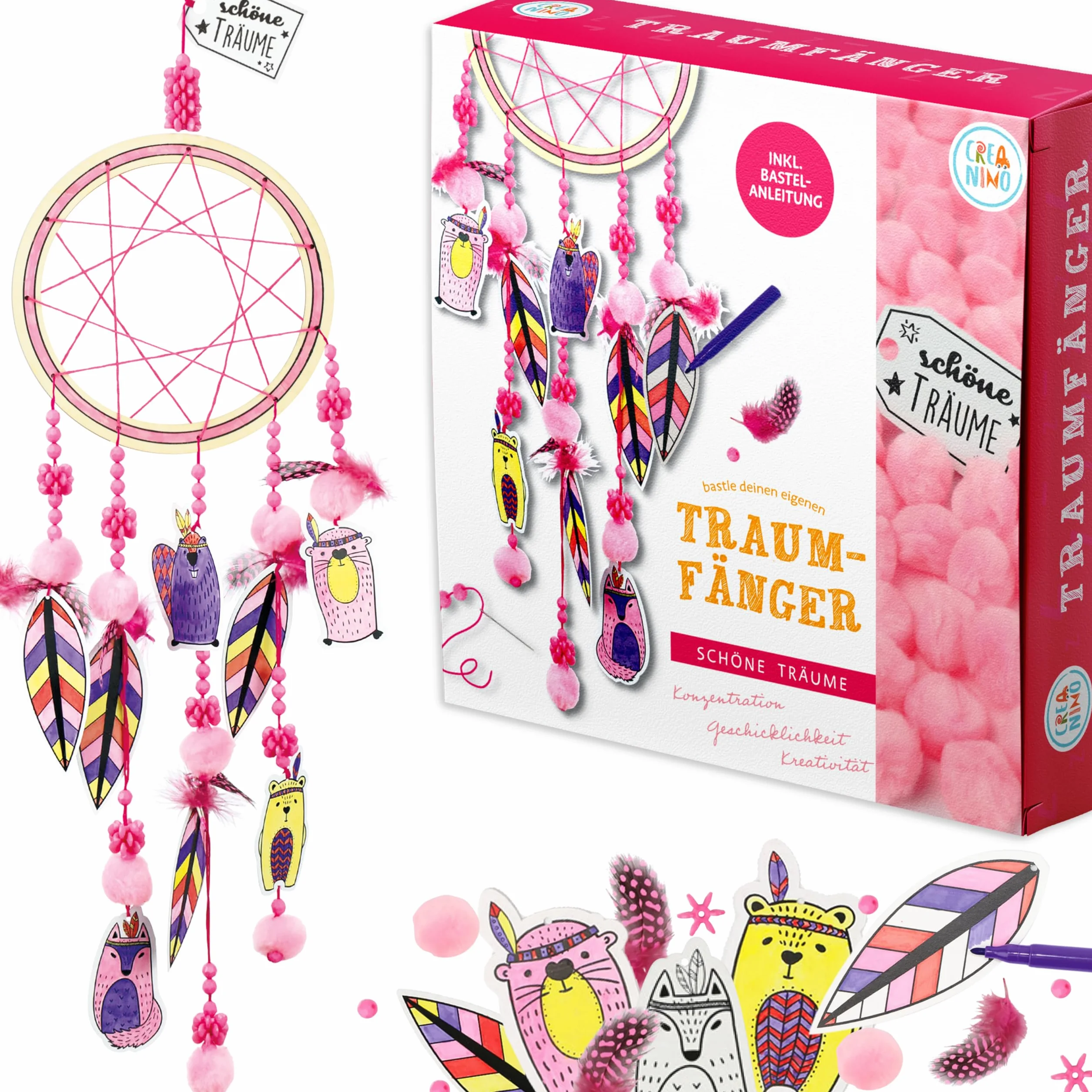 Creanino Attrape-rêve à fabriquer – Coffret DIY créatif pour enfant fille – Activité manuelle éducative