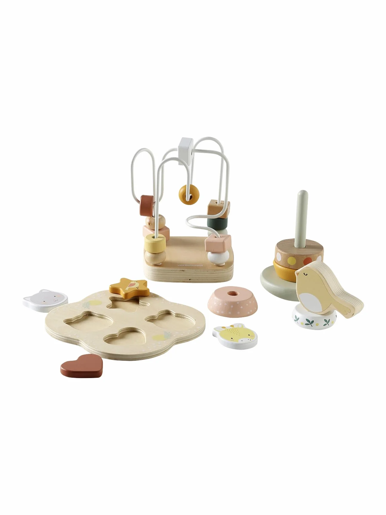 VERTBAUDET Coffret 3 Jeux d'éveil SAVANIA en Bois FSC® Rose