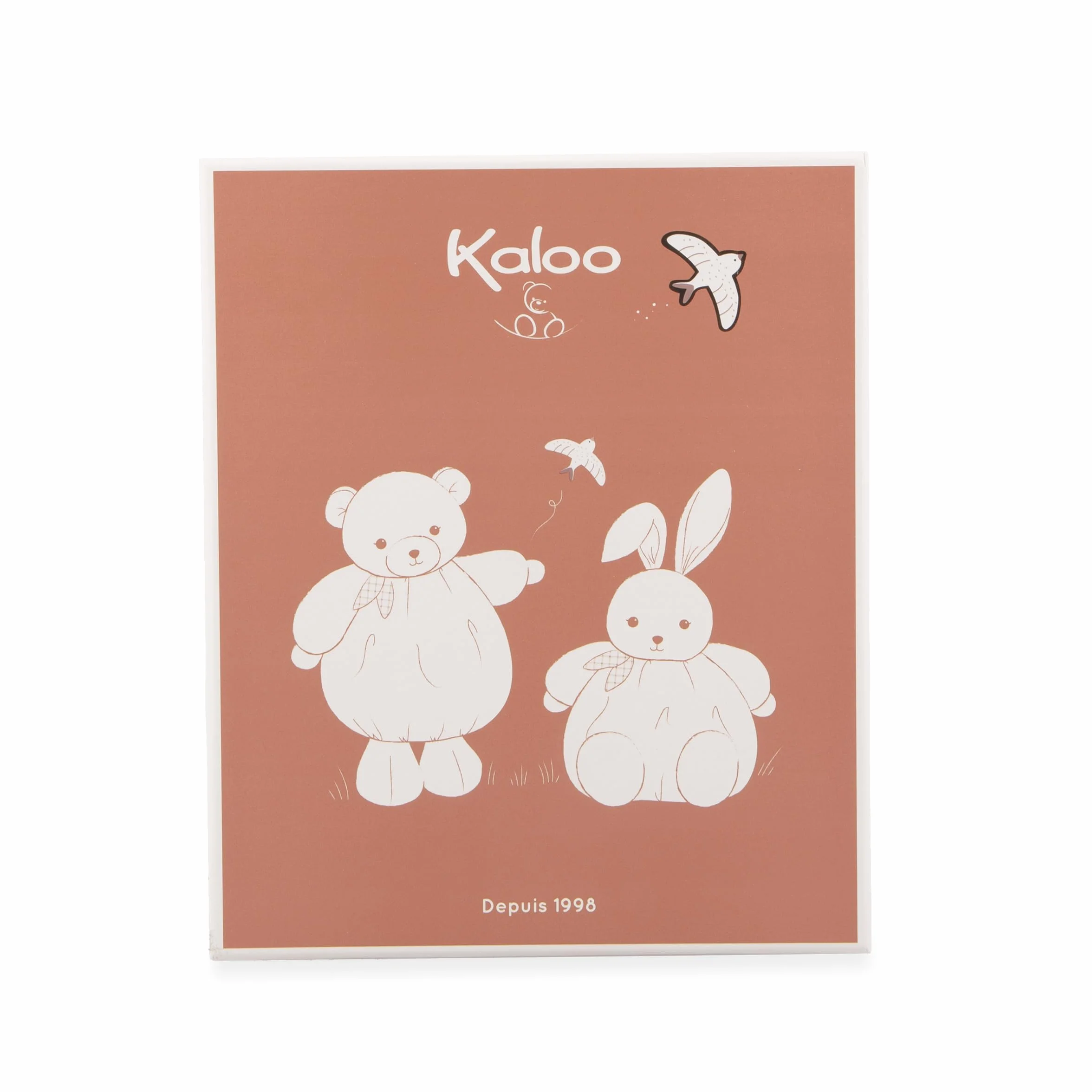 KALOO Doudou Lapin Bordeaux 24cm Doudou Plat Bébé Ultra-Doux Fourrure Flanelle Extra Douce Nœuds Attache-Tétine Compagnon Câlin Éducatif