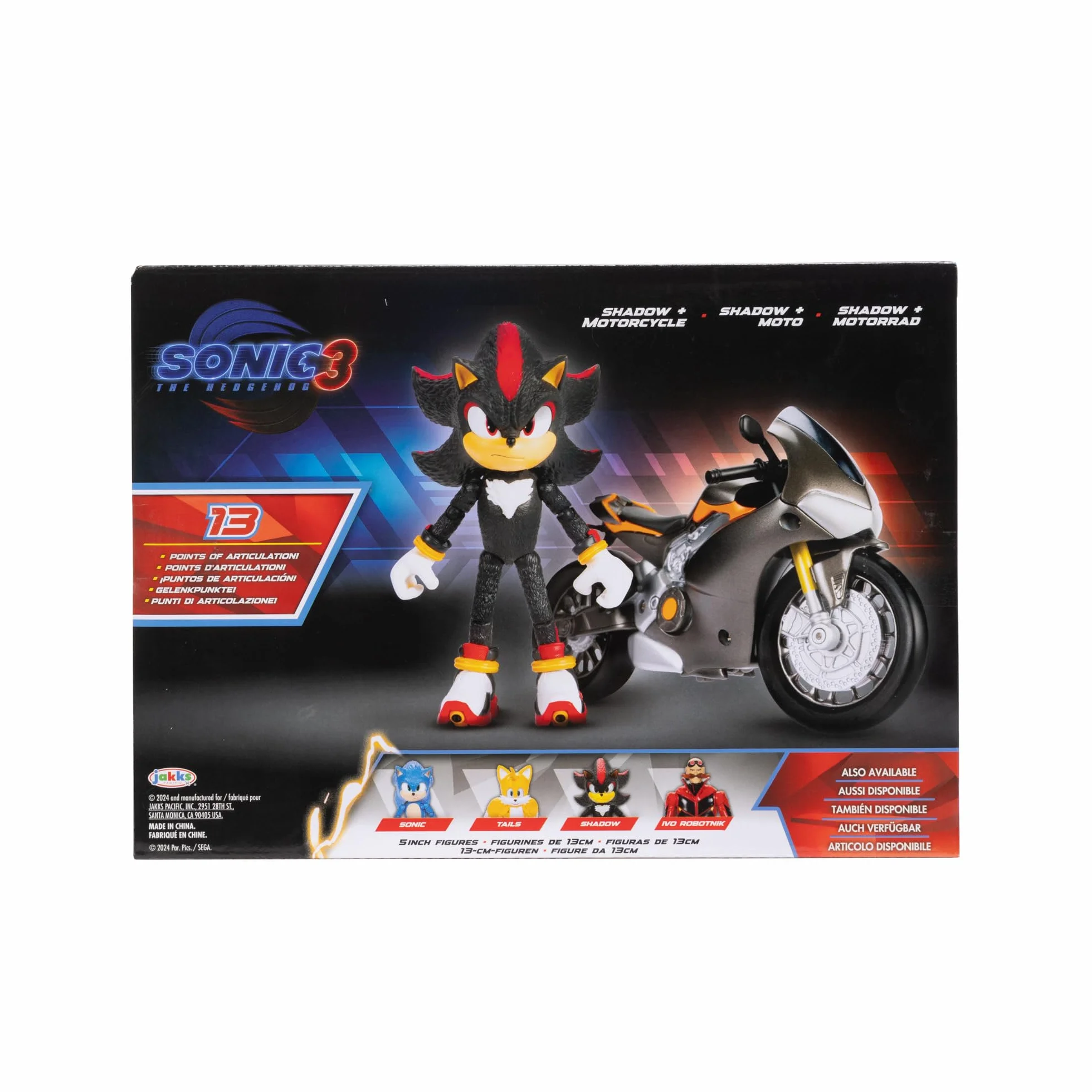 Sonic 3 Le Film Figurine Shadow Articulée 13 cm Moto Sportive Licence Officielle