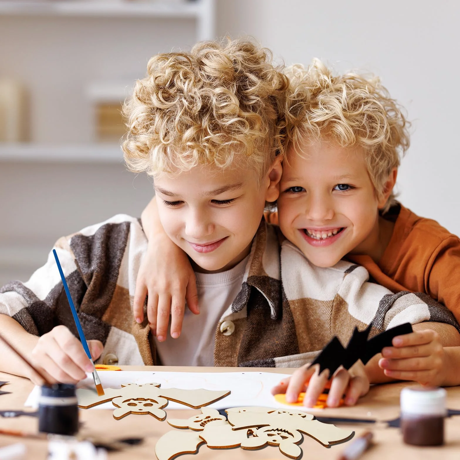 Bricolage Carillons Vent de Chauves-Souris en Bois à Colorer pour Enfants Halloween Activité Manuelle 9 Kits
