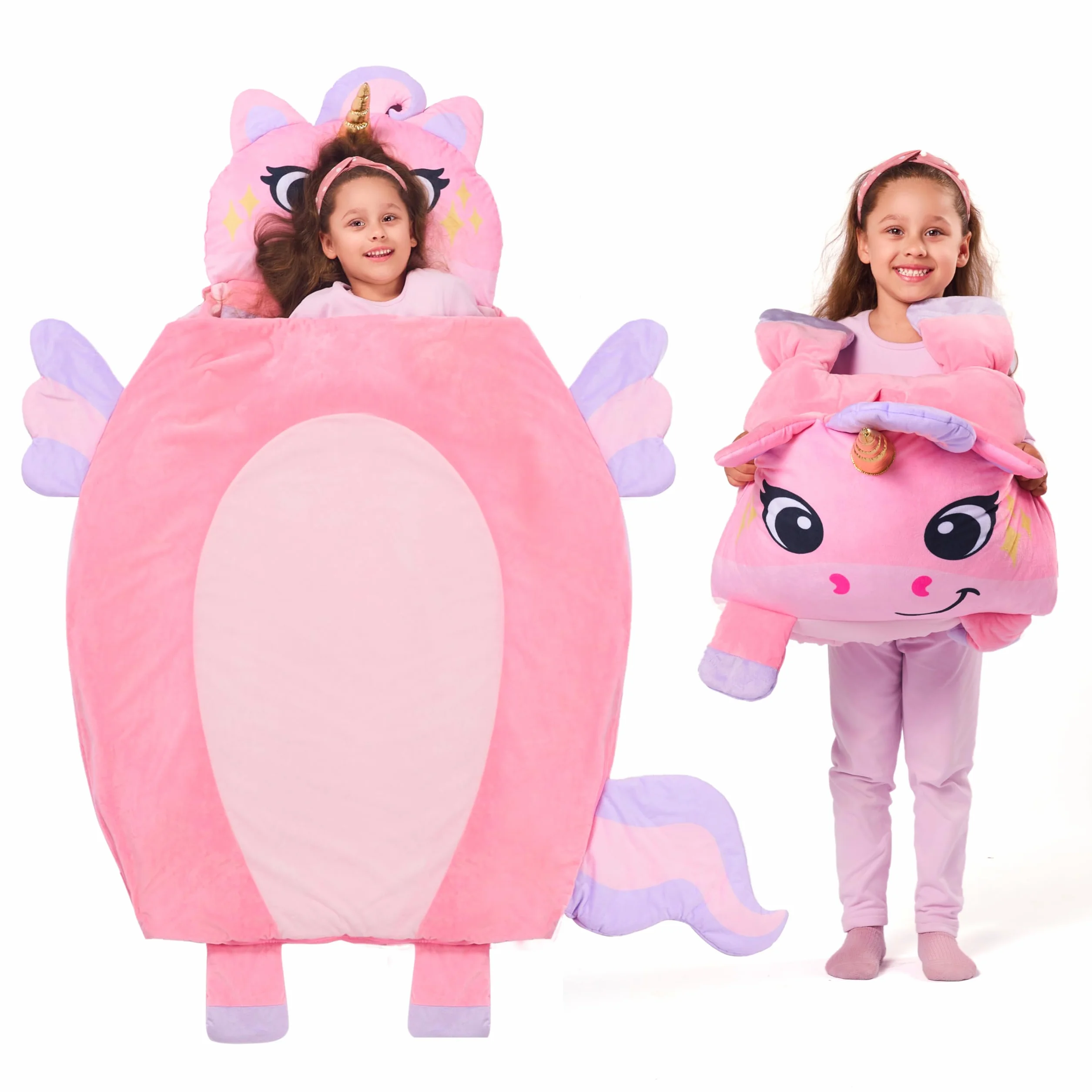 JOIEDOMI Tapis de Sieste 152 x 99 cm avec Oreiller et Couverture pour Enfants d'âge Préscolaire 3 Ans et Plus, Sac de Couchage en Peluche Douce