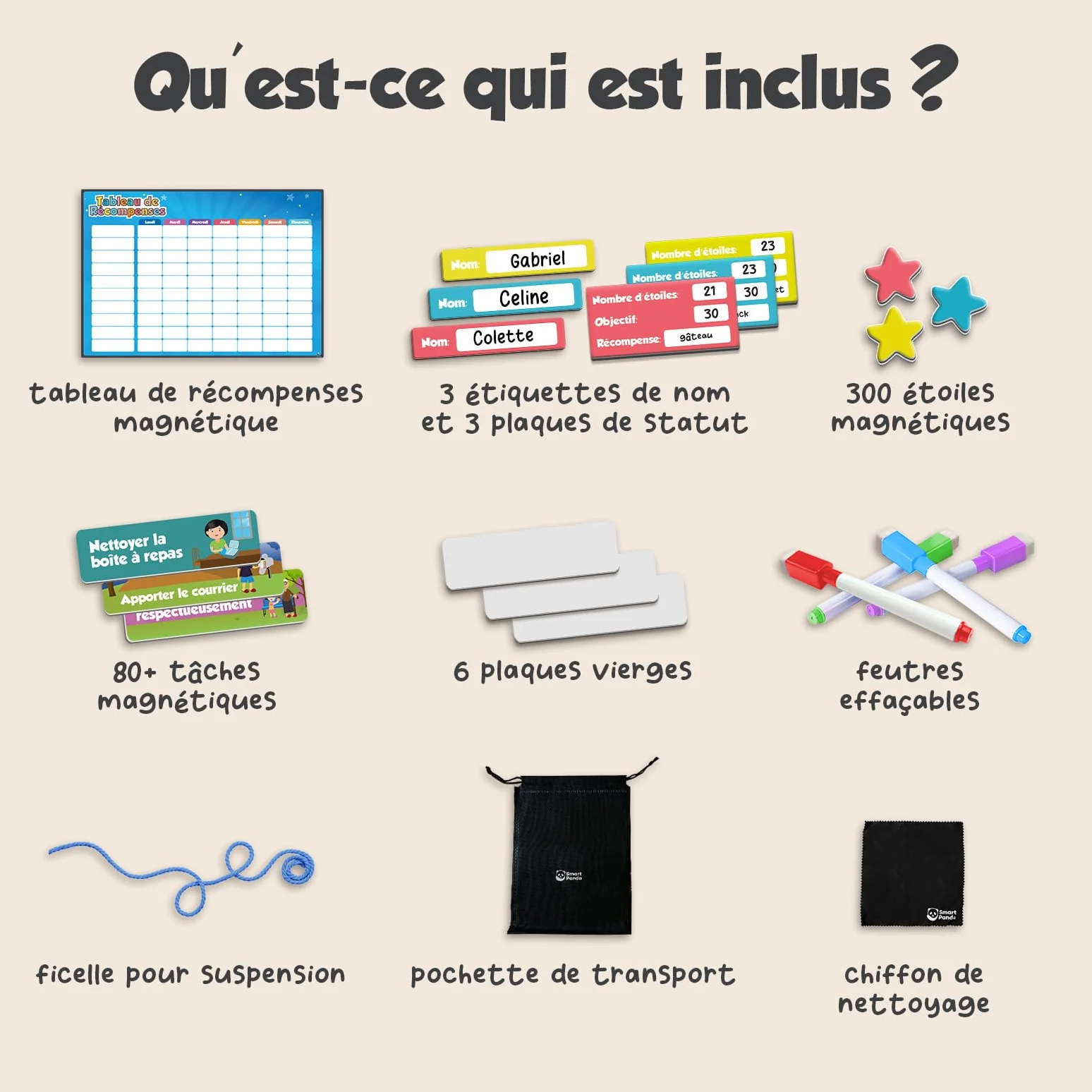 Tableau de Récompenses Magnétique pour Enfants – 80+ Tâches et 300 Étoiles – Nouvelle Version Français