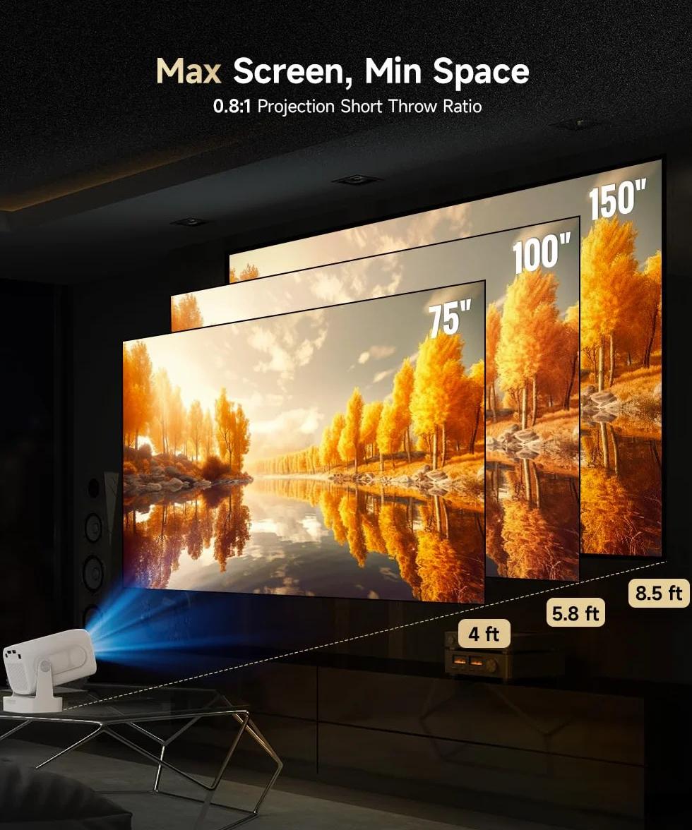 Magcubic Vidéoprojecteur 4K Mini Projecteur Portable WiFi6 BT5.4 Rotation 180° Mise au Point Automatique