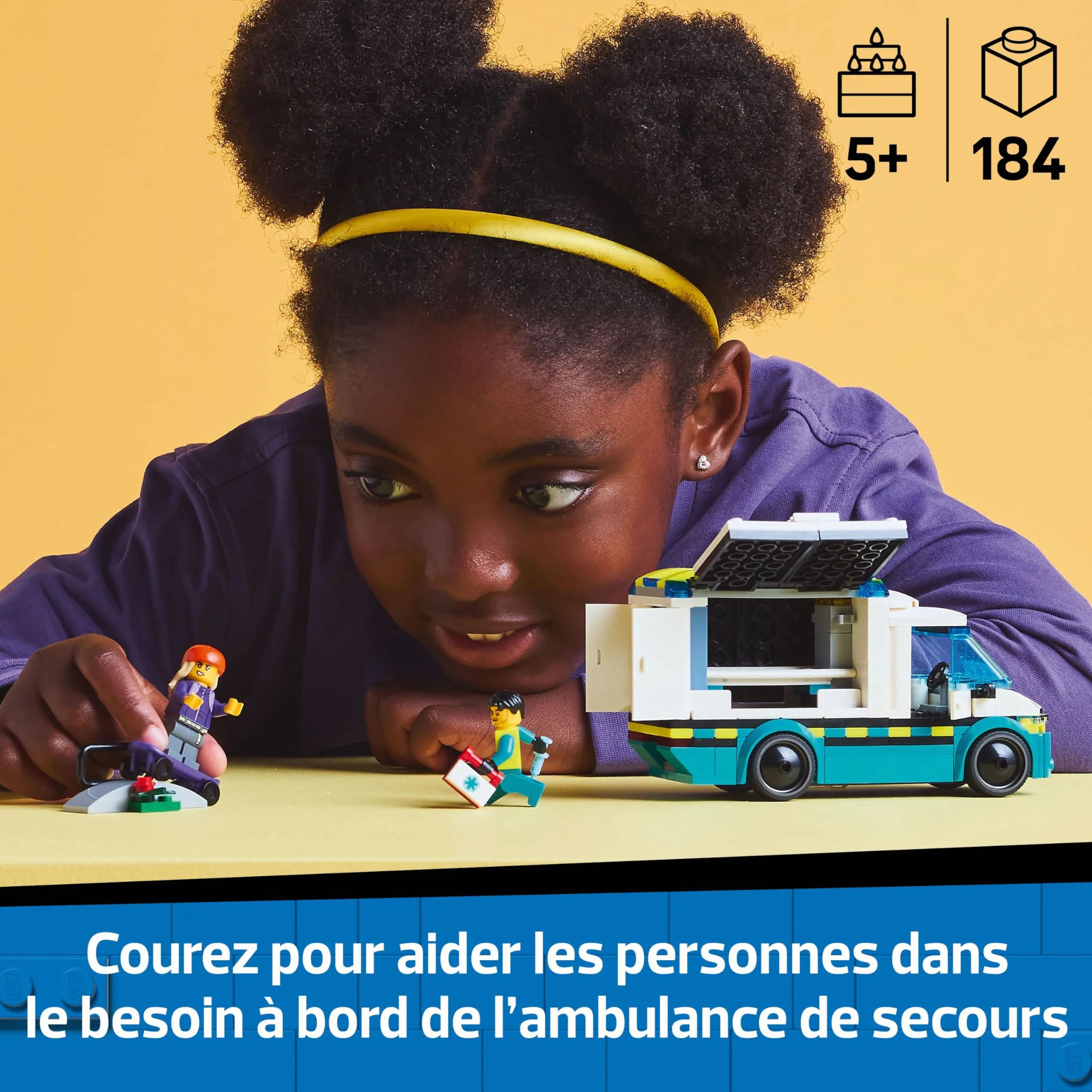 LEGO City L'Ambulance de Secours Jeu de Construction 2 Minifigurines Skateuse Ambulancier Jouet 5 Ans 60451