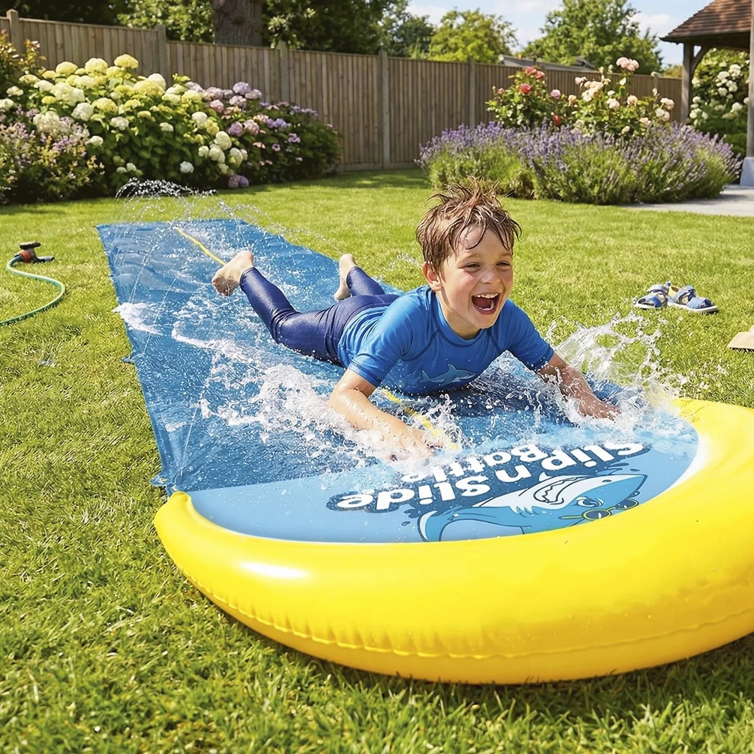 VentriBattle Officiel Tapis de Glisse Double Piste 10 mètres Slip'n Slide Jeu d'Eau Extérieur