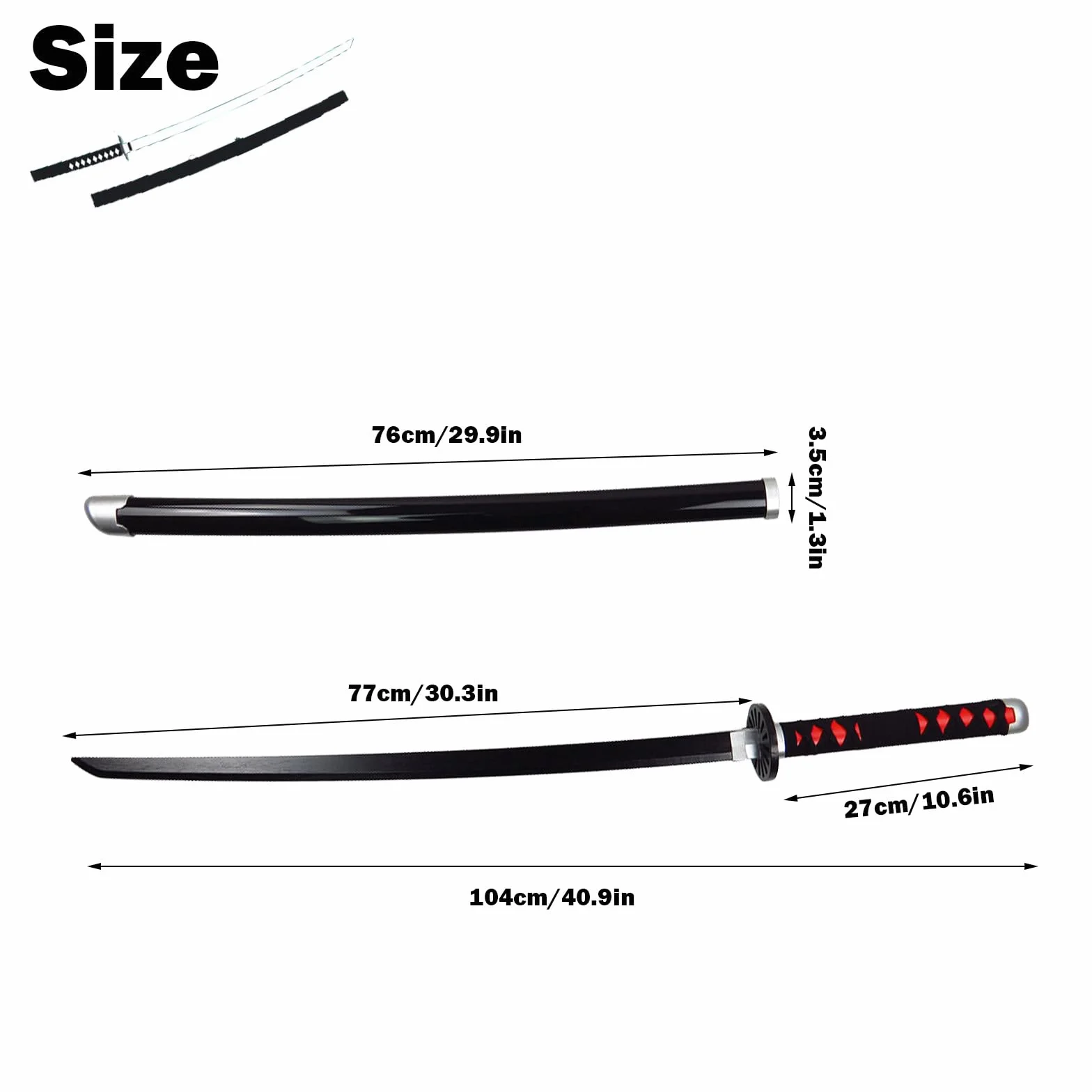 Épée Katana Demon Slayer Tanjirou Kamado Cosplay 104 cm Samouraï en bambou pour adulte fan