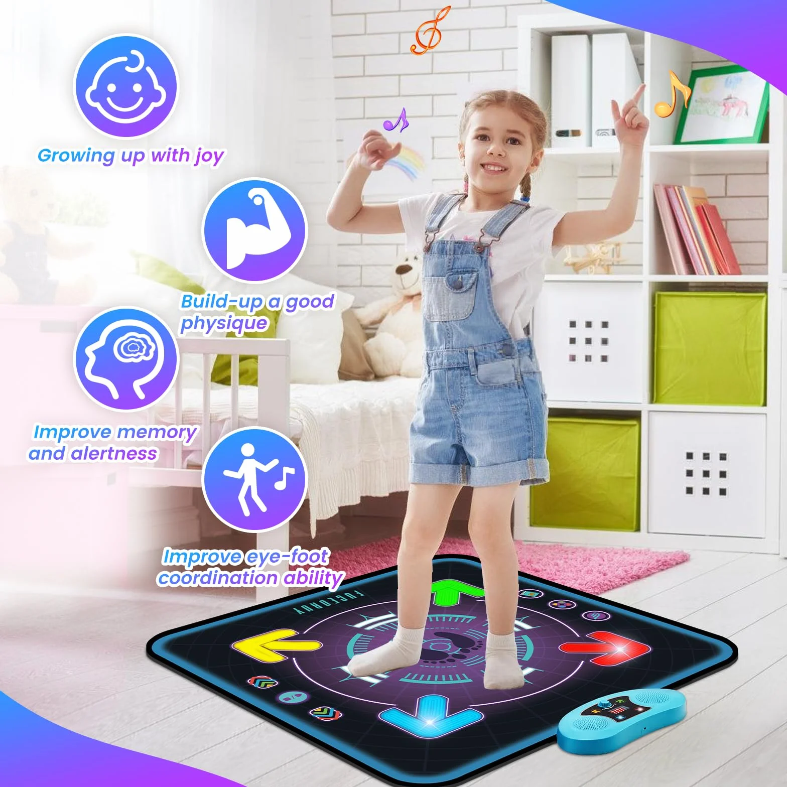 Tapis de Danse Musical LED pour Enfants 3-12 Ans, Cadeau Noël Garçons Filles